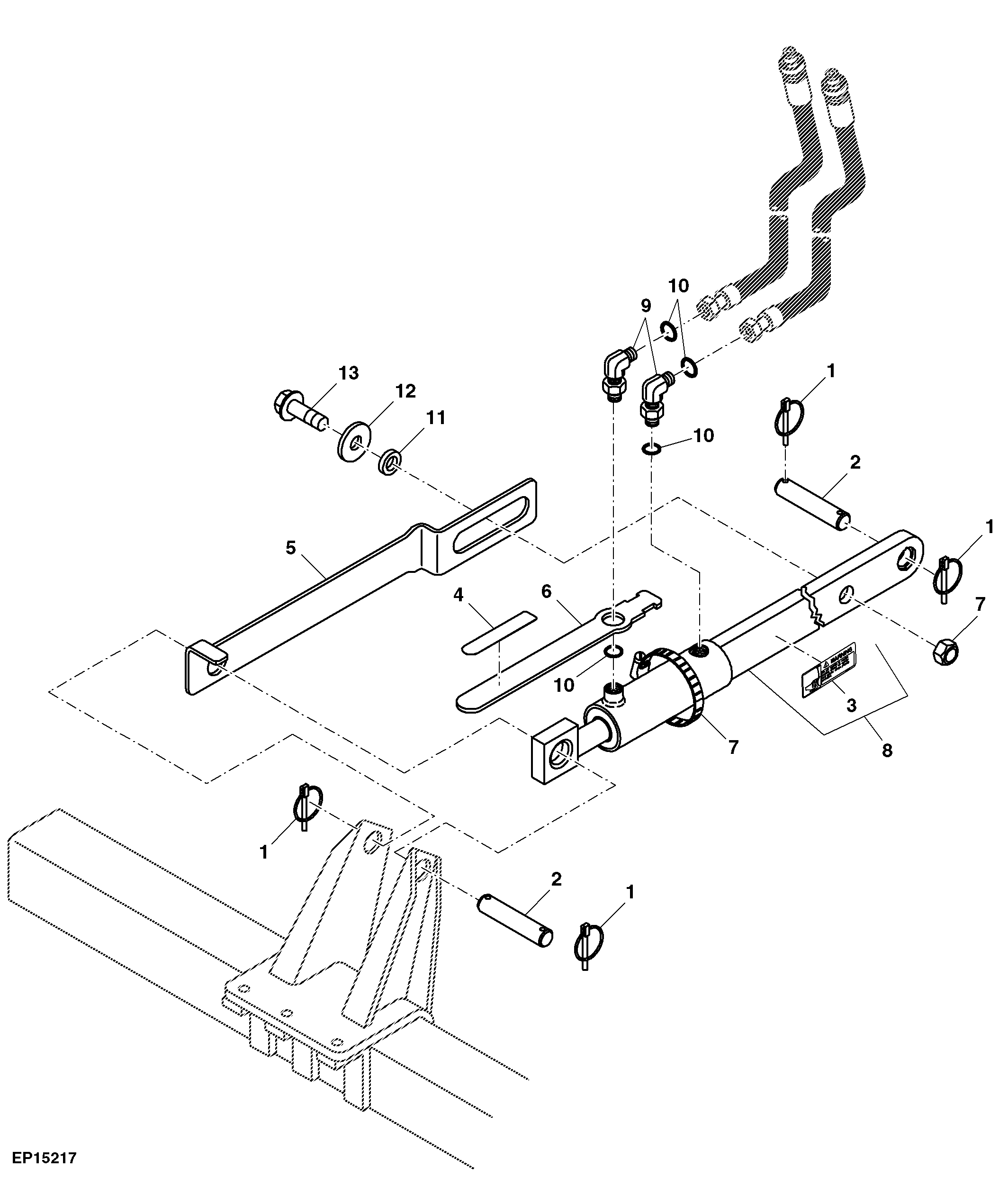 Platform Tilt Cylinder (Auger), Hoses And Fittings