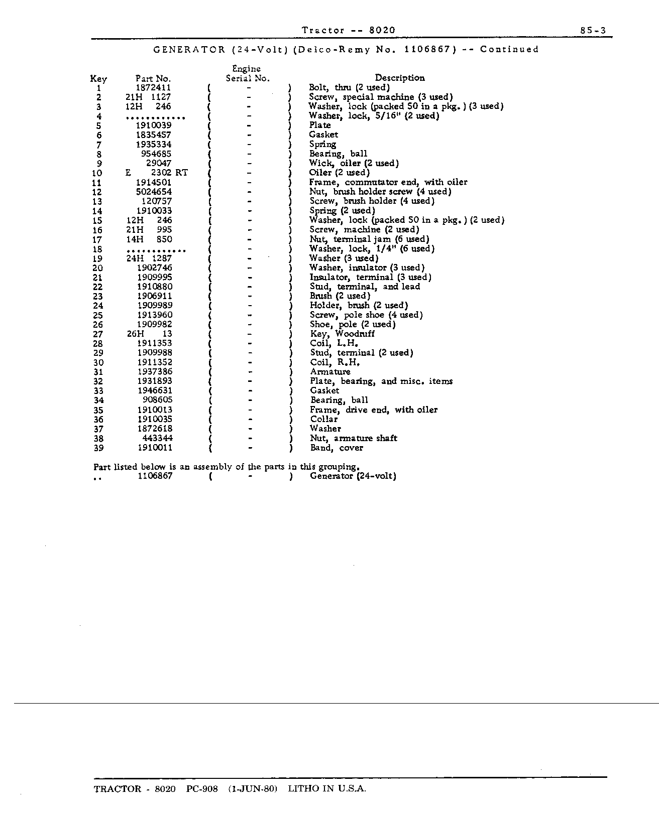 Section 85-Electrical System (Continued)
