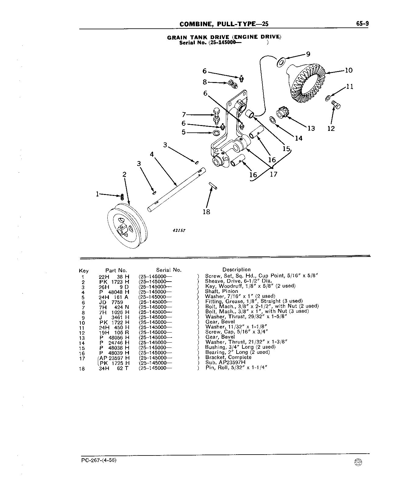 Drive for Grain Tank (Engine Drive) (Continued)