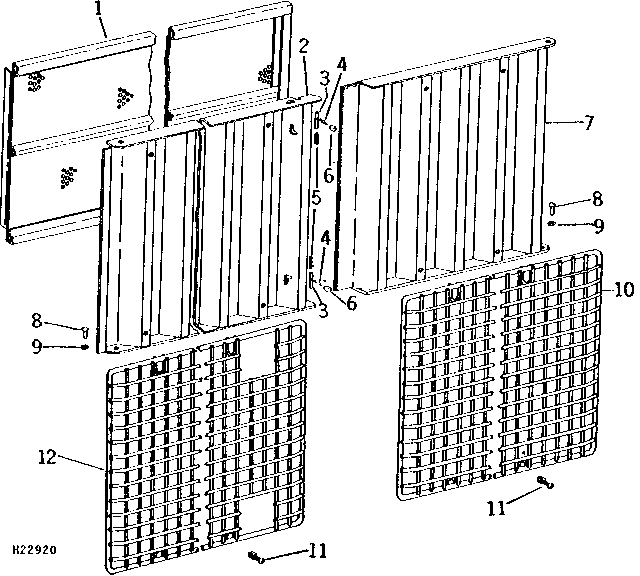 ENGINE COMPARTMENT MIDDLE DOOR LOUVERS AND SCREENS ( - 101300)