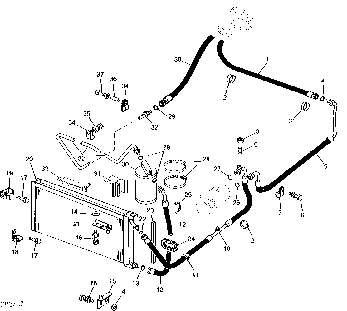 CONDENSER, RECEIVER, AND AIR CONDITIONER LINES