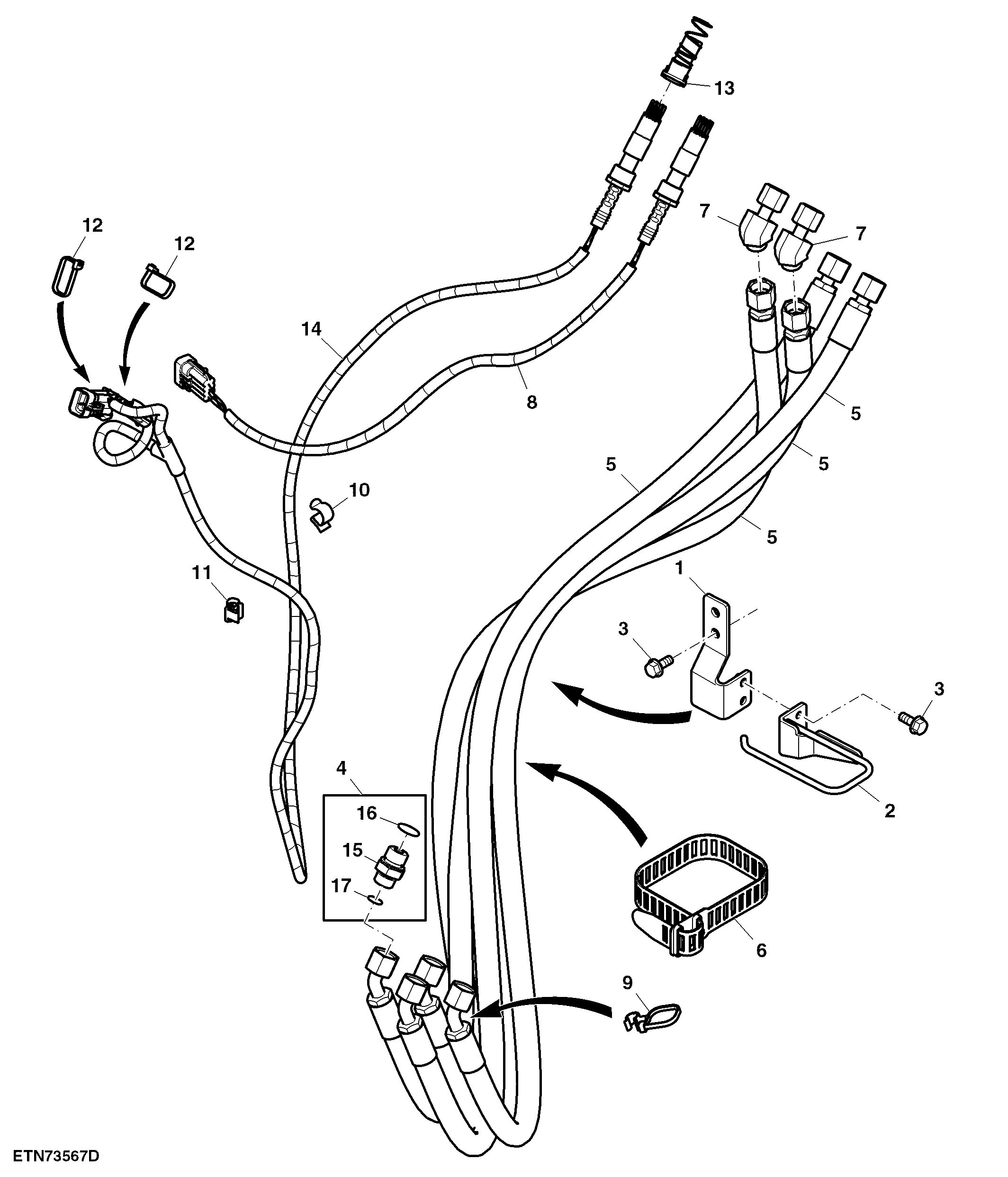 Hydraulic Hoses, Multicoupler, Front Loader