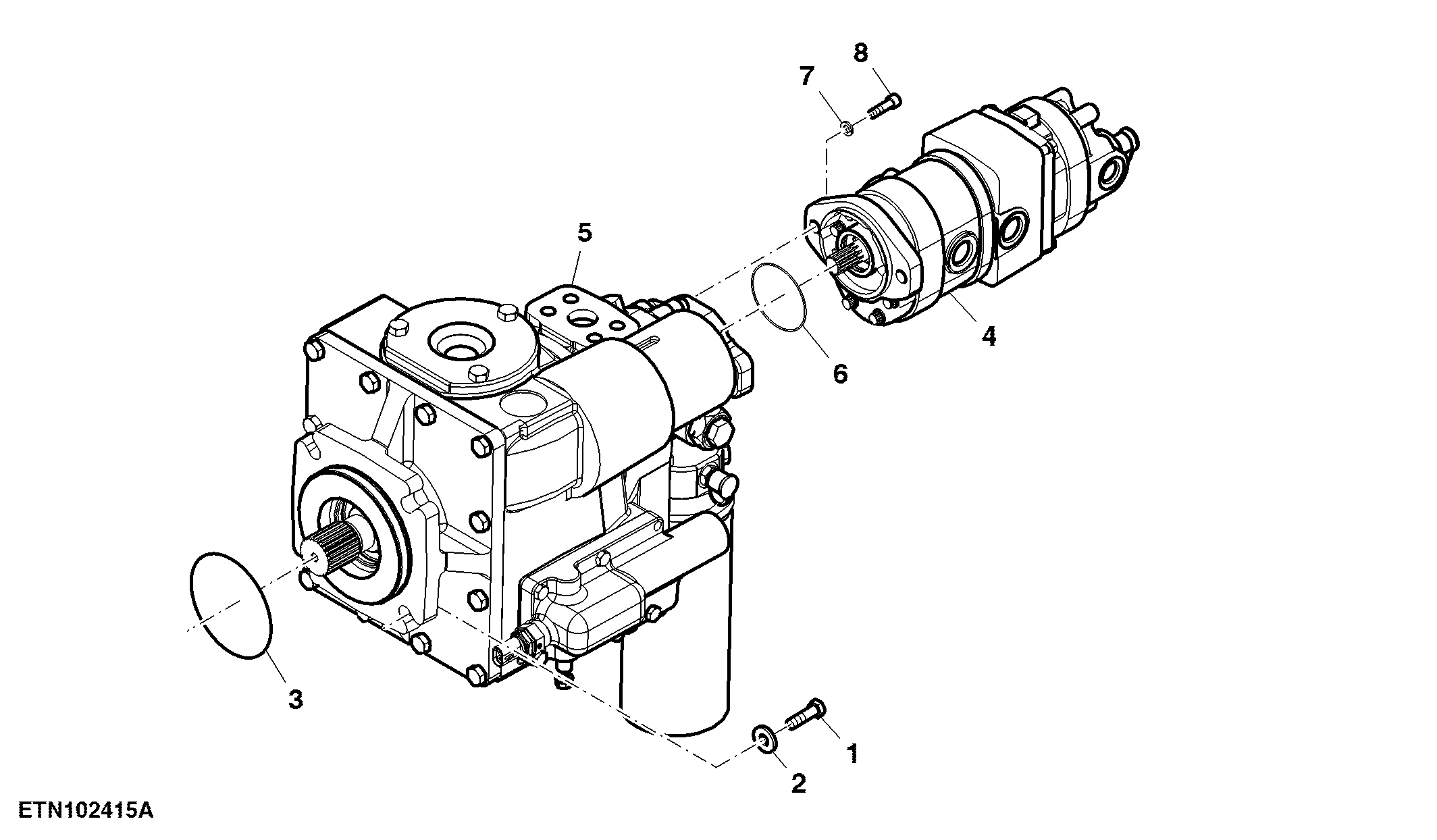 Hydraulic Pump W/O Automatic Feed Rate System, W/O Push Button Shift Transmission 105 cc