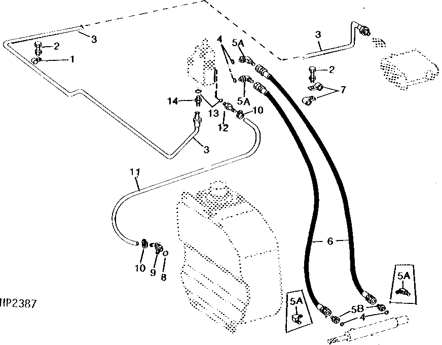Auger Swing Oil Lines (Less Automatic Header Height Control) ( - 311300)
