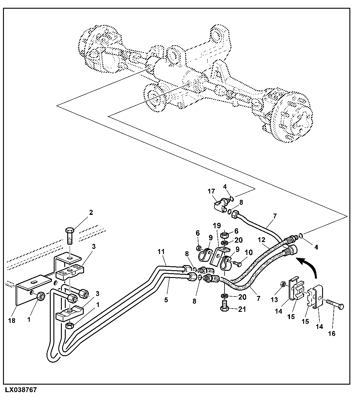 HYDROSTATIC STEERING, OIL LINES WITH FRONT WHEEL DRIVE