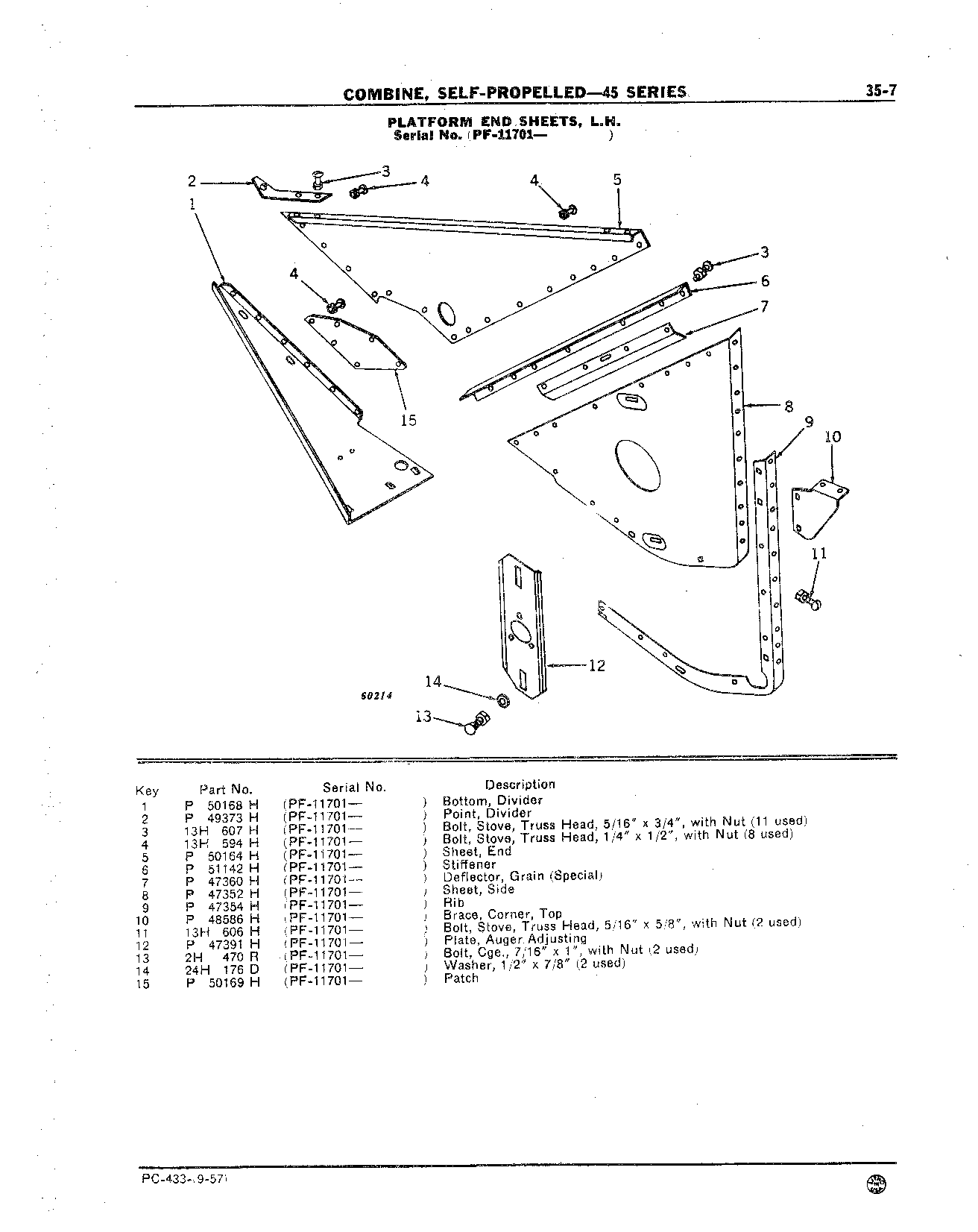 Platform End Sheet, L.H., and Divider (Continued)