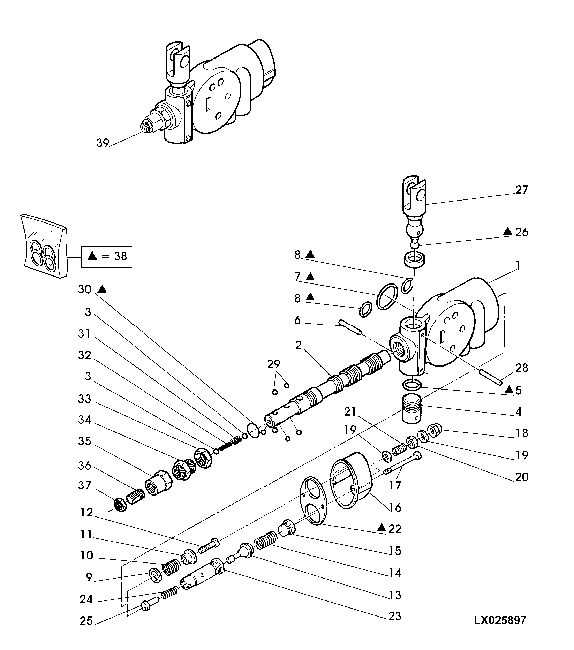 OPTIONAL DOUBLE-ACTING SELECTIVE CONTROL VALVE (POS.1) WITH DETENT / FLOAT POSITION