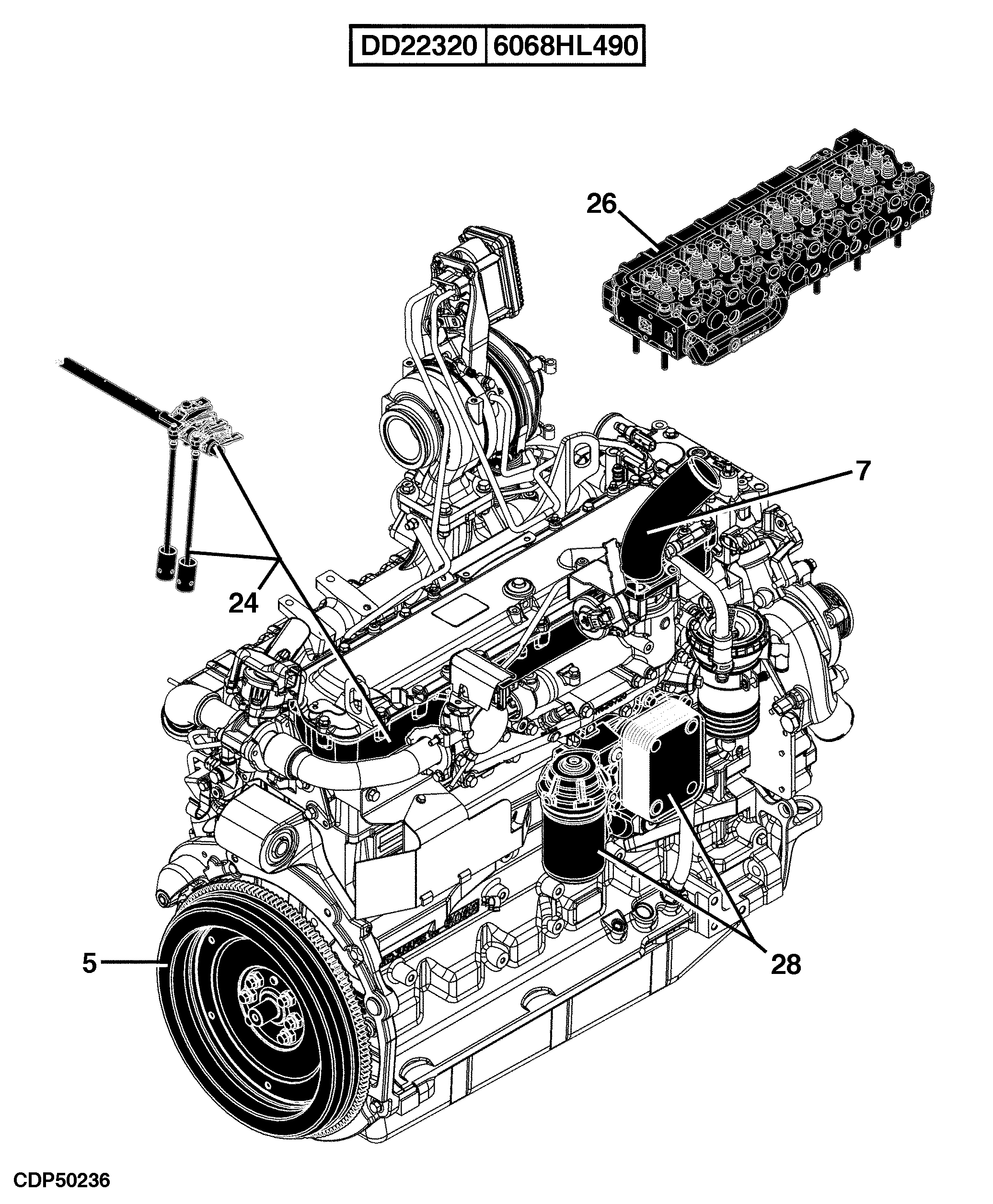 24 Engine 6068HL490-DD22320-DD22366-PE11443-ETN97201-ETN97202-ETN97203-ETN108607-ETN108610-ETN108611-ETN110895-ETN110896-ETN110901-ETN97205-ETN108612-ETN110902
