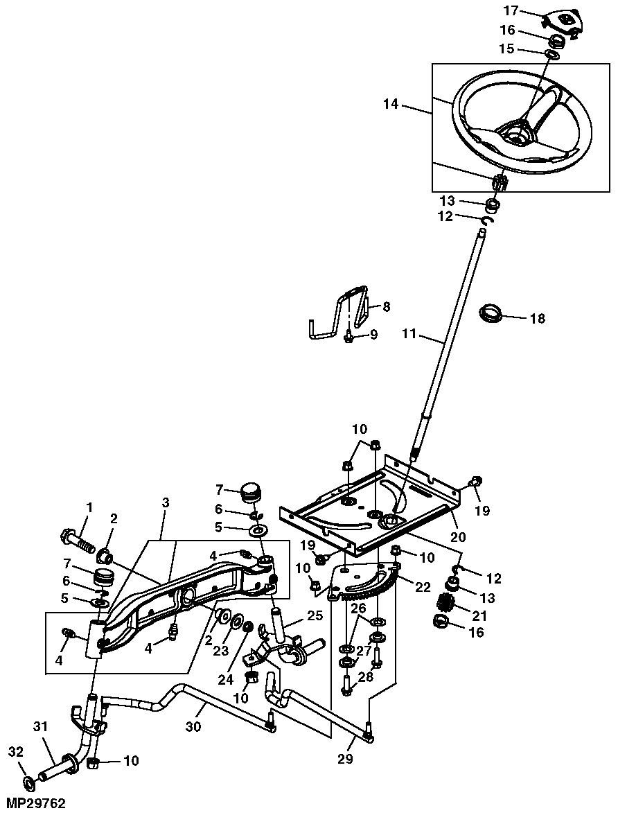 STEERING WHEEL, GEARS, LINKAGE AND FRONT AXLE