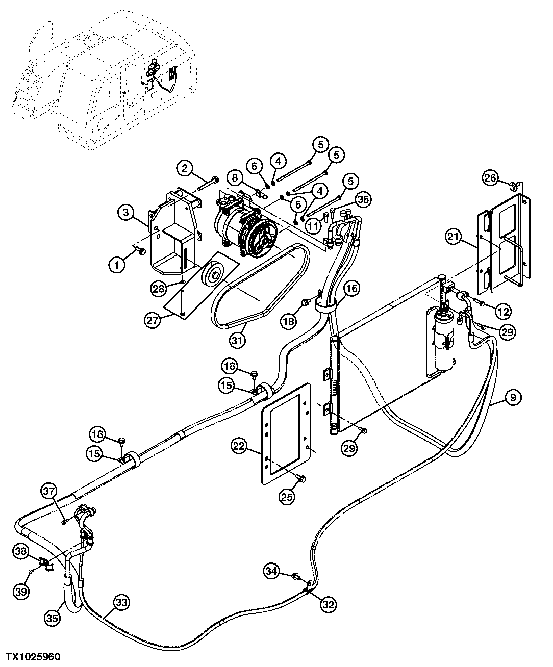 Air Conditioner Refrigerant Hose and Compressor Belt