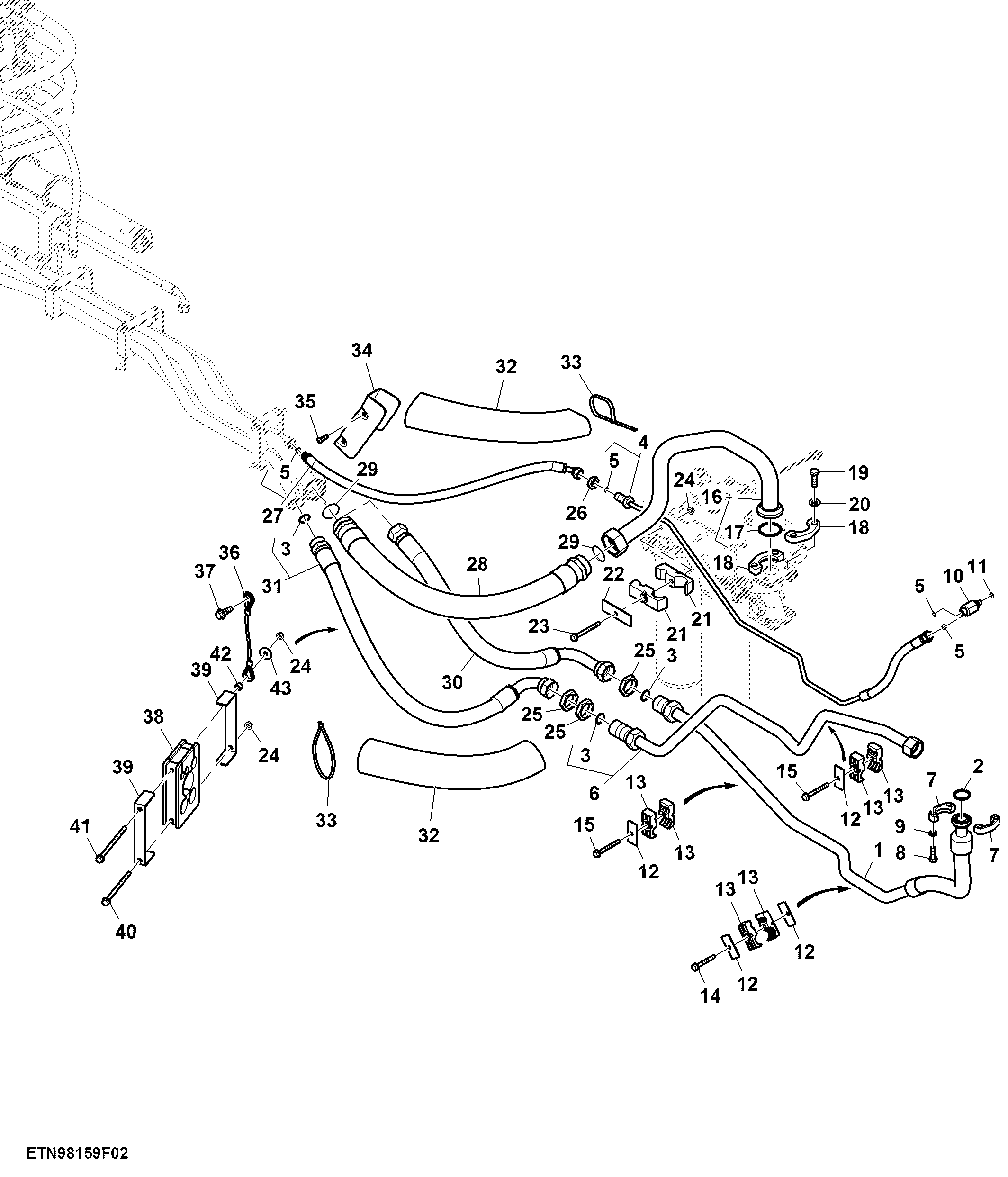 SCV Lines, 3/4" High Flow 4/6 SCV, Short Drawbar Support, 0.75" Rear Coupler, PST (For Scraper) (2/2) ( - 805770)