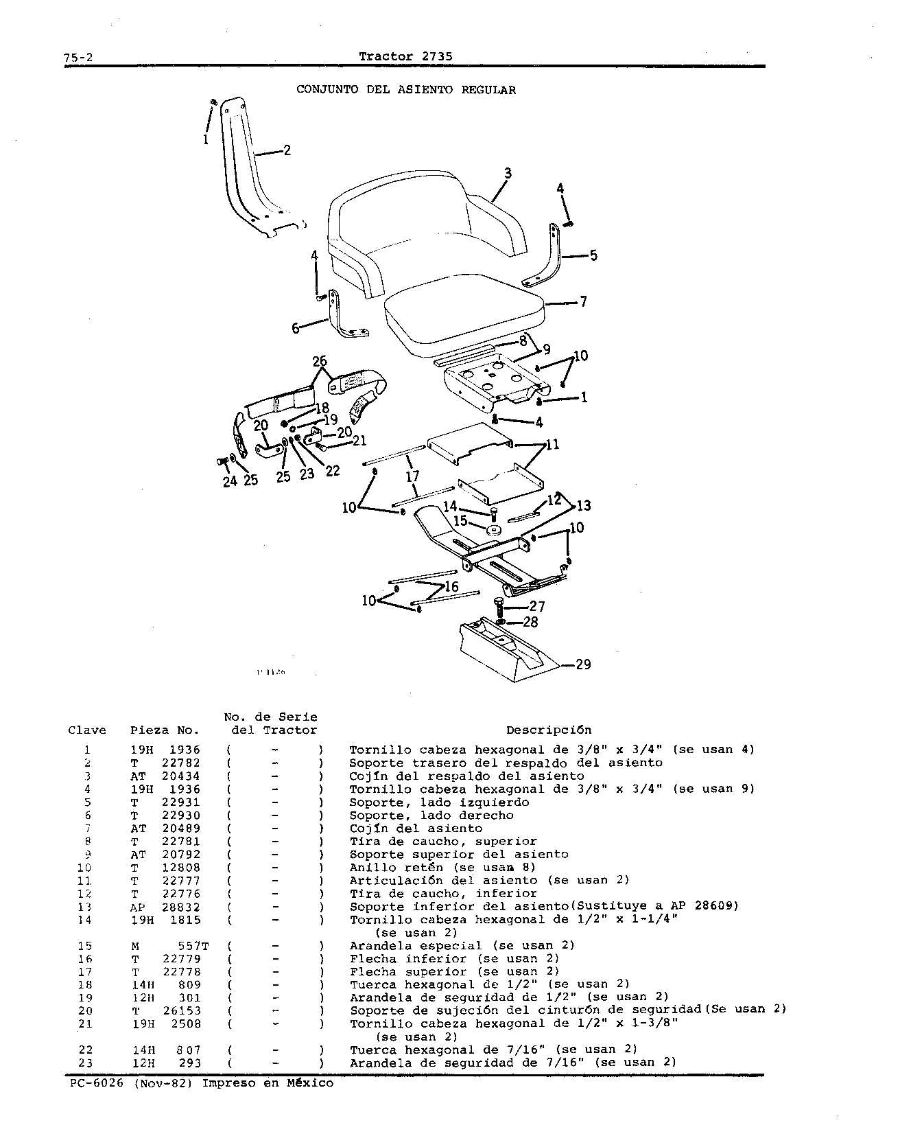 Asiento Regular y Cinturon de Seguridad