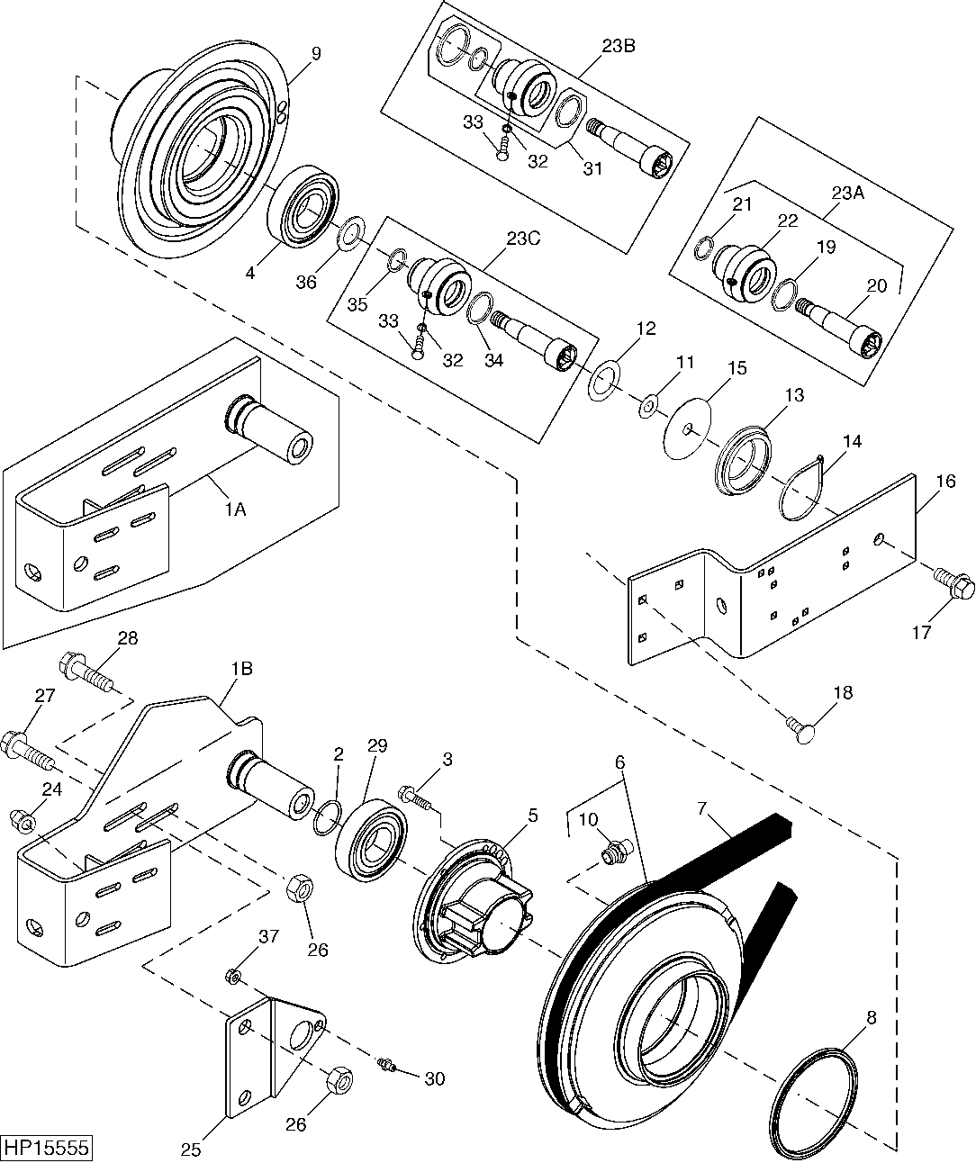 Variable Drive Upper Countershaft, Sheaves and Supports