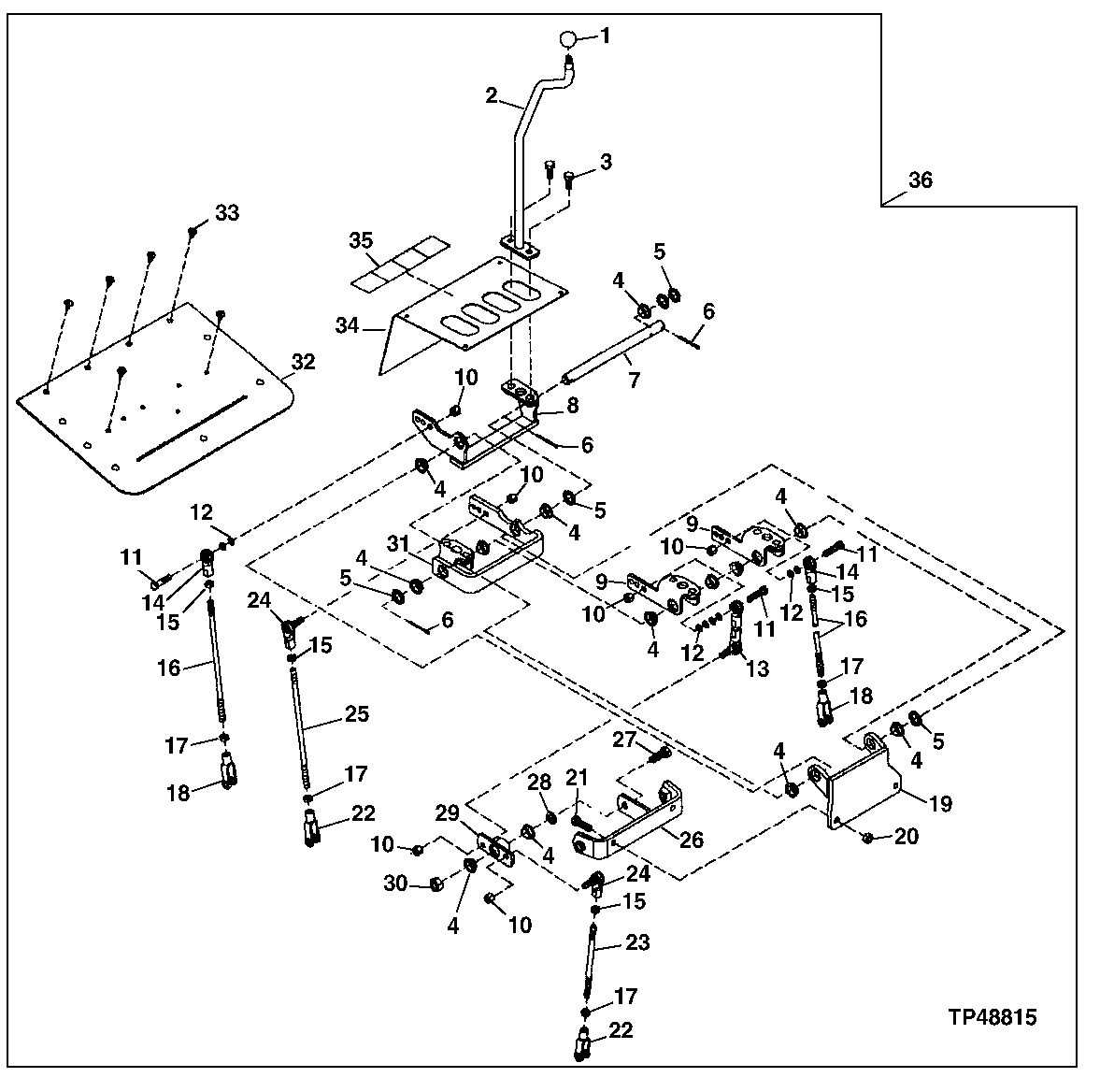 Four-Lever Control Valve Linkage (For Standard Backhoe) (801200 - )