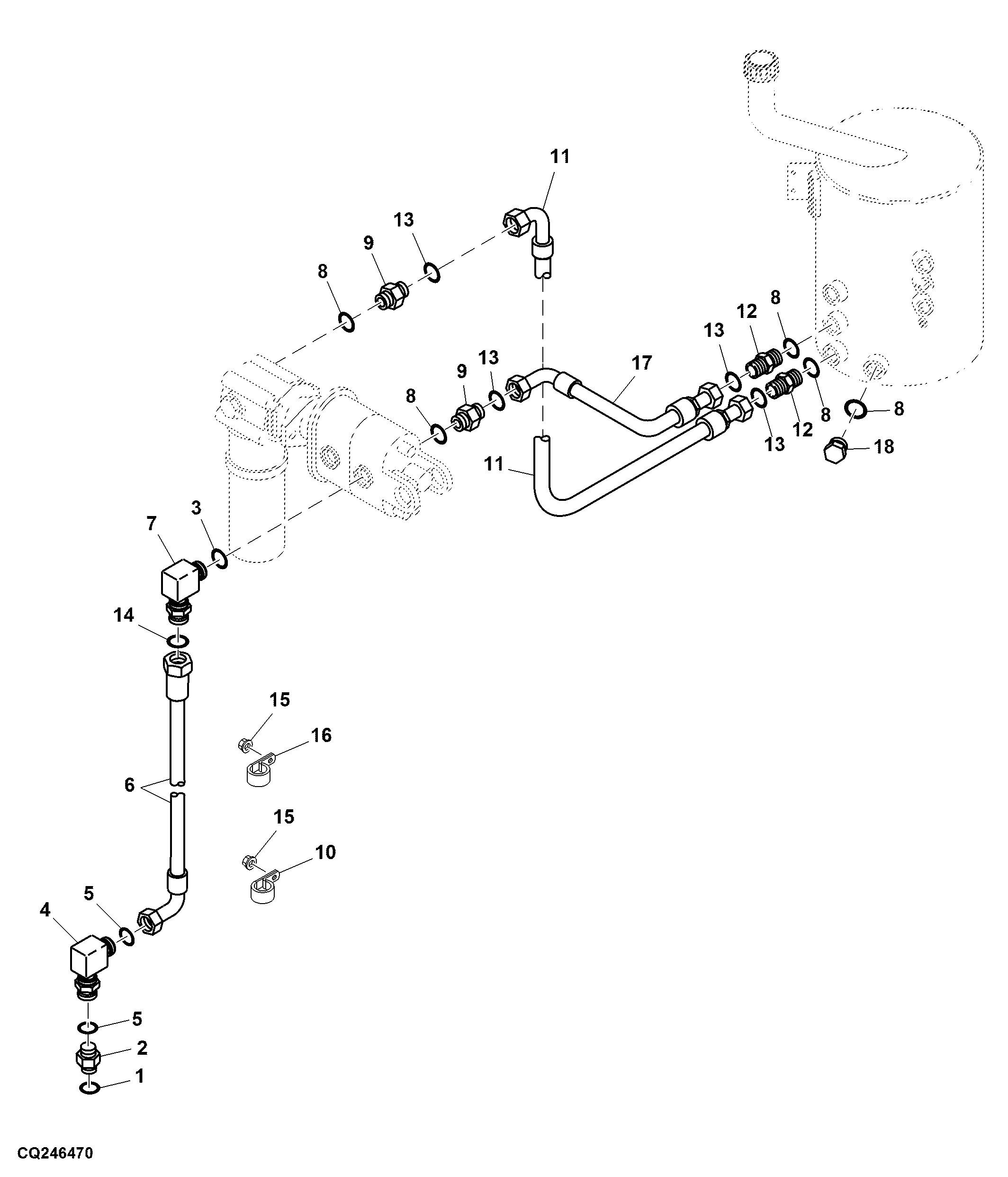 Suction and Return Hose, Main Hydraulic Pump
