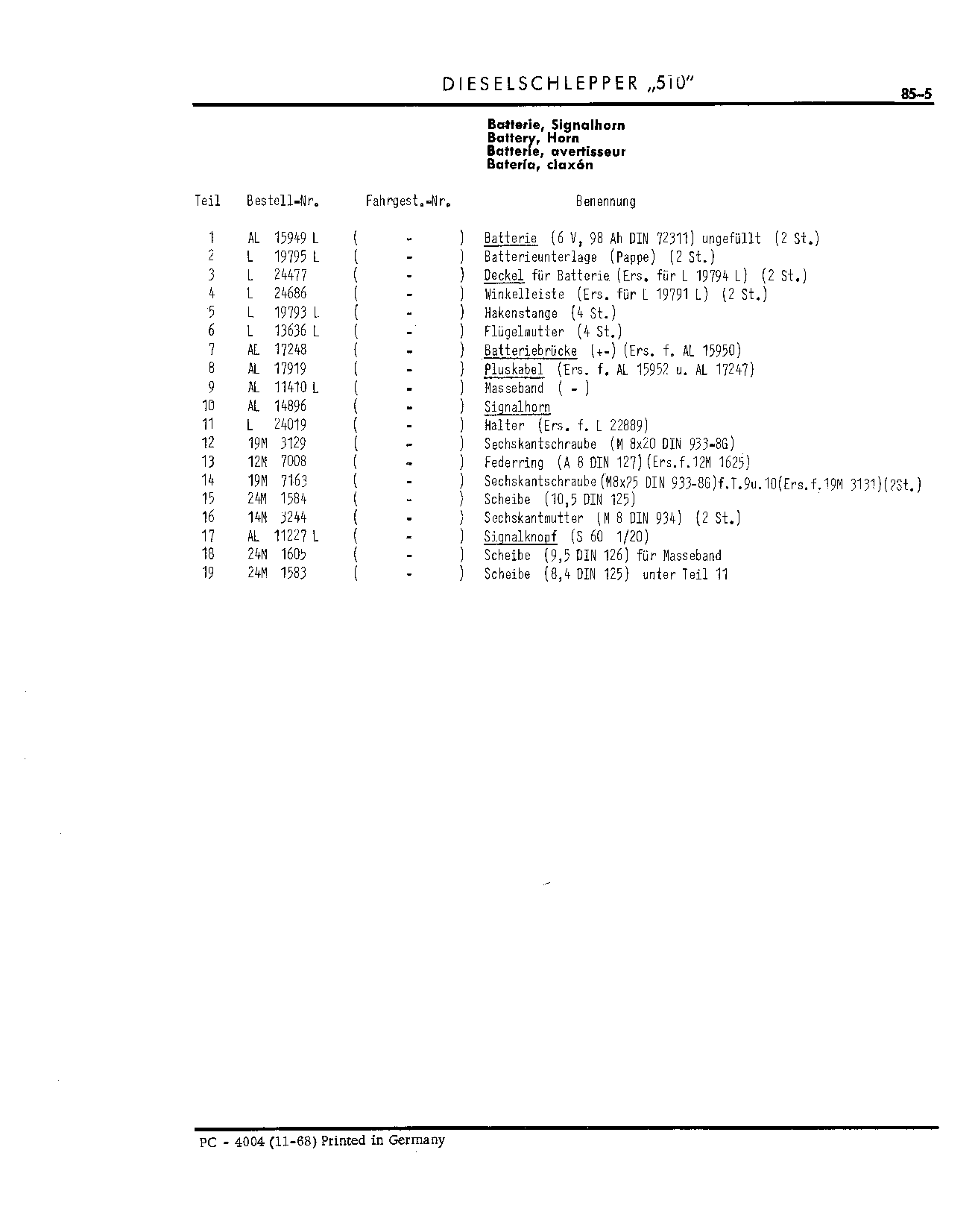 Battery (Continued)