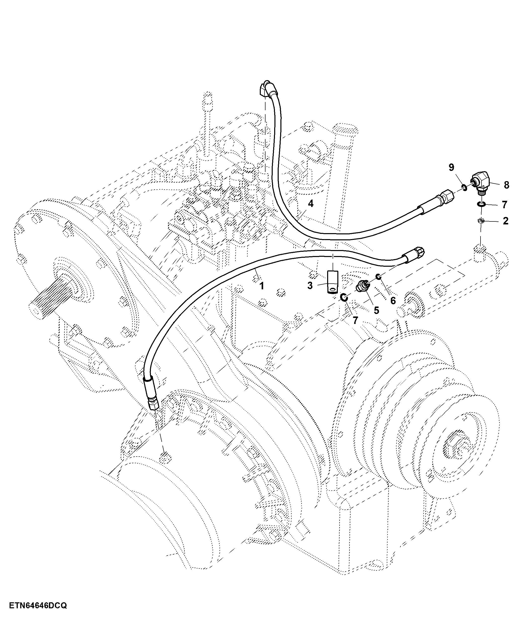 Unloading Auger Engage Cylinder Hydraulic Hose, High Unloading Rate