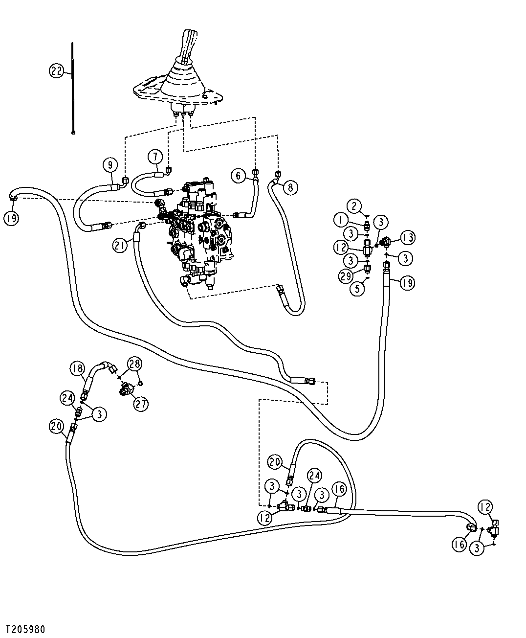 PILOT CONTROL TO GRAPPLE VALVE HYDRAULICS (SF) (SN 596700-)