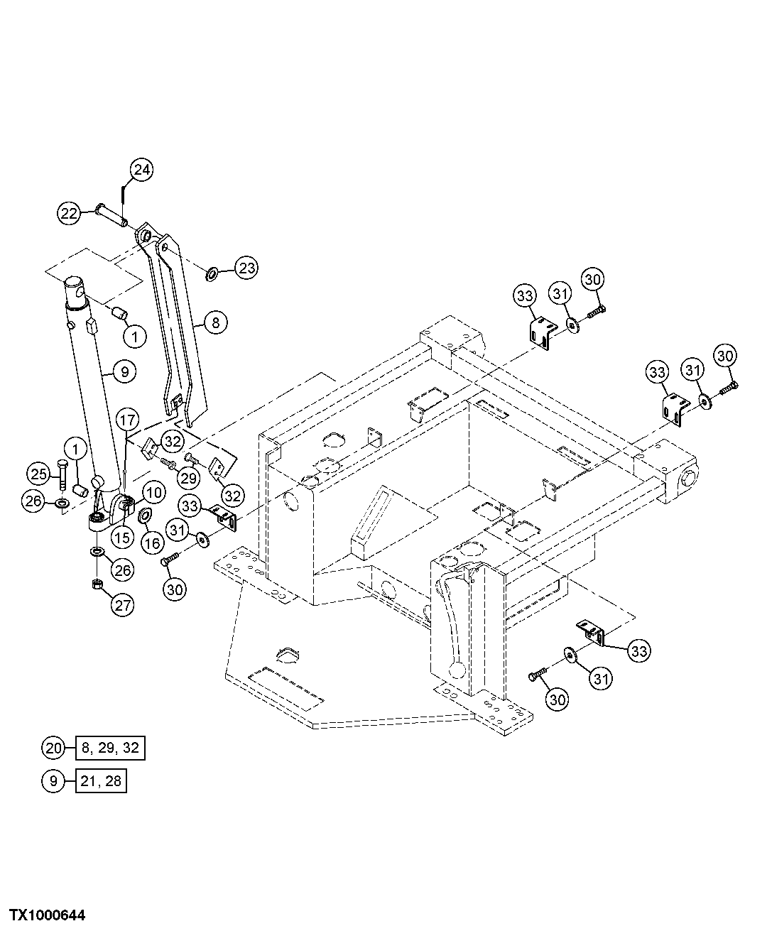 Cab Tilt Cylinder Mounting Support And Brackets