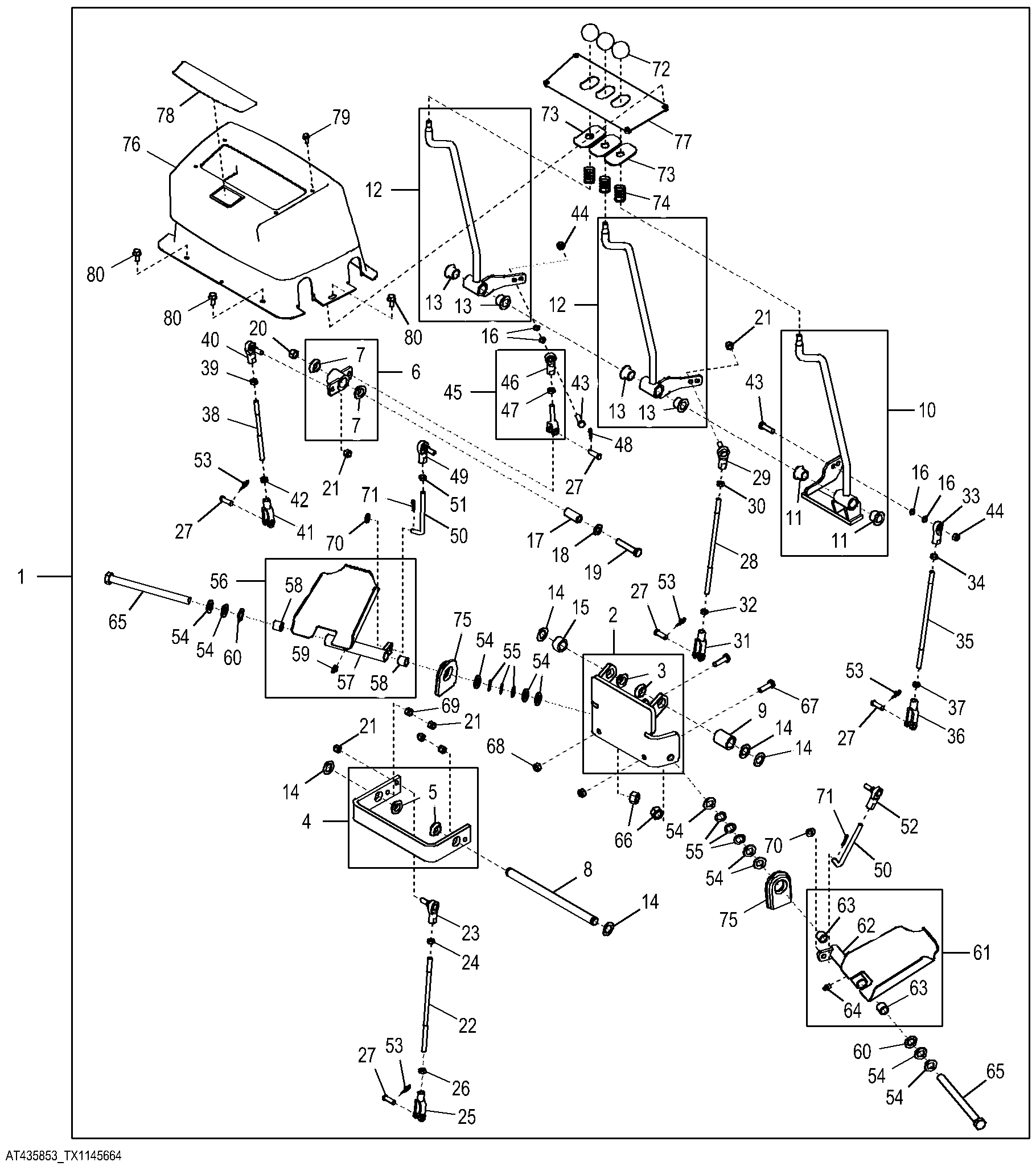 Backhoe Control Valve Linkage Conversion Kit, 3-Lever