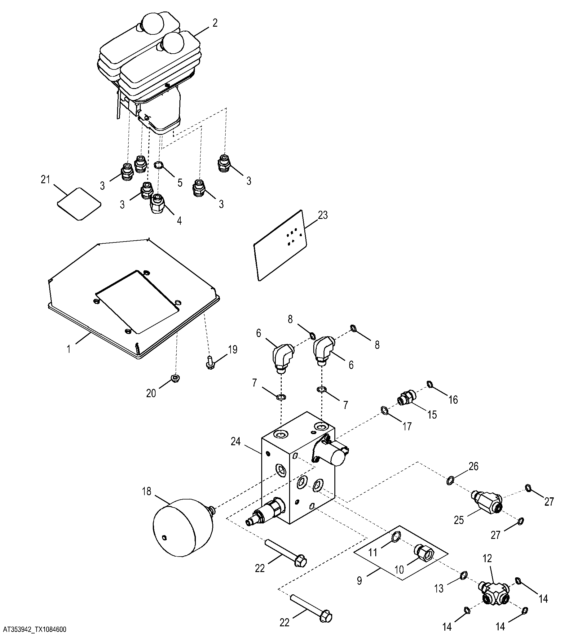 Pilot Control 2-Lever, w/o Front Hydraulics
