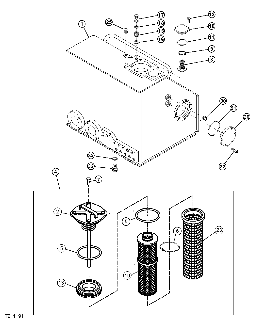 HYDRAULIC OIL RESERVOIR AND HYDRAULIC OIL RETURN FILTER