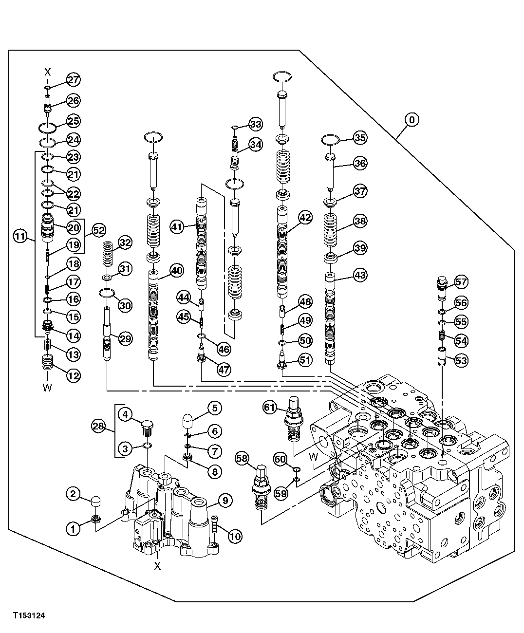 CONTROL VALVE COMPONENTS (TOP SPOOLS, 4-SPOOL SIDE)
