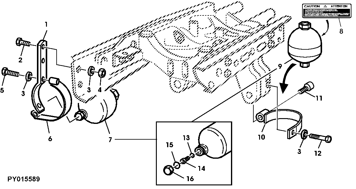 ACCUMULATORS AND MOUNTING PARTS (MFWD-AXLE WITH TLS)