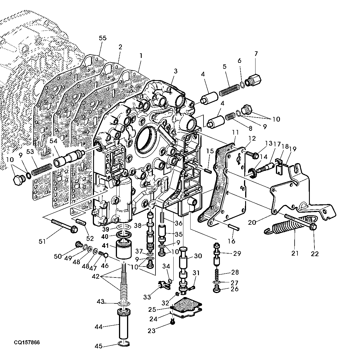 FRONT COVER AND VALVES WITH MECHANICAL REVERSER CONTROL