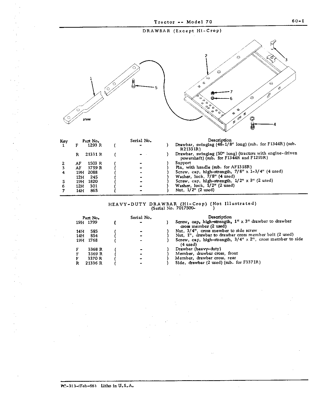 Section 60-Drawbar and Seat