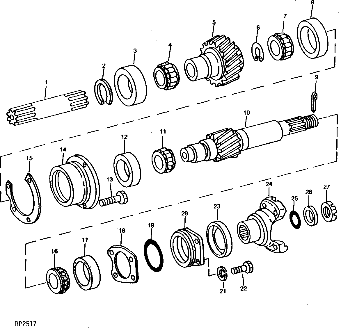 LOWER TRANSMISSION INPUT GEAR AND PTO DRIVE PINION
