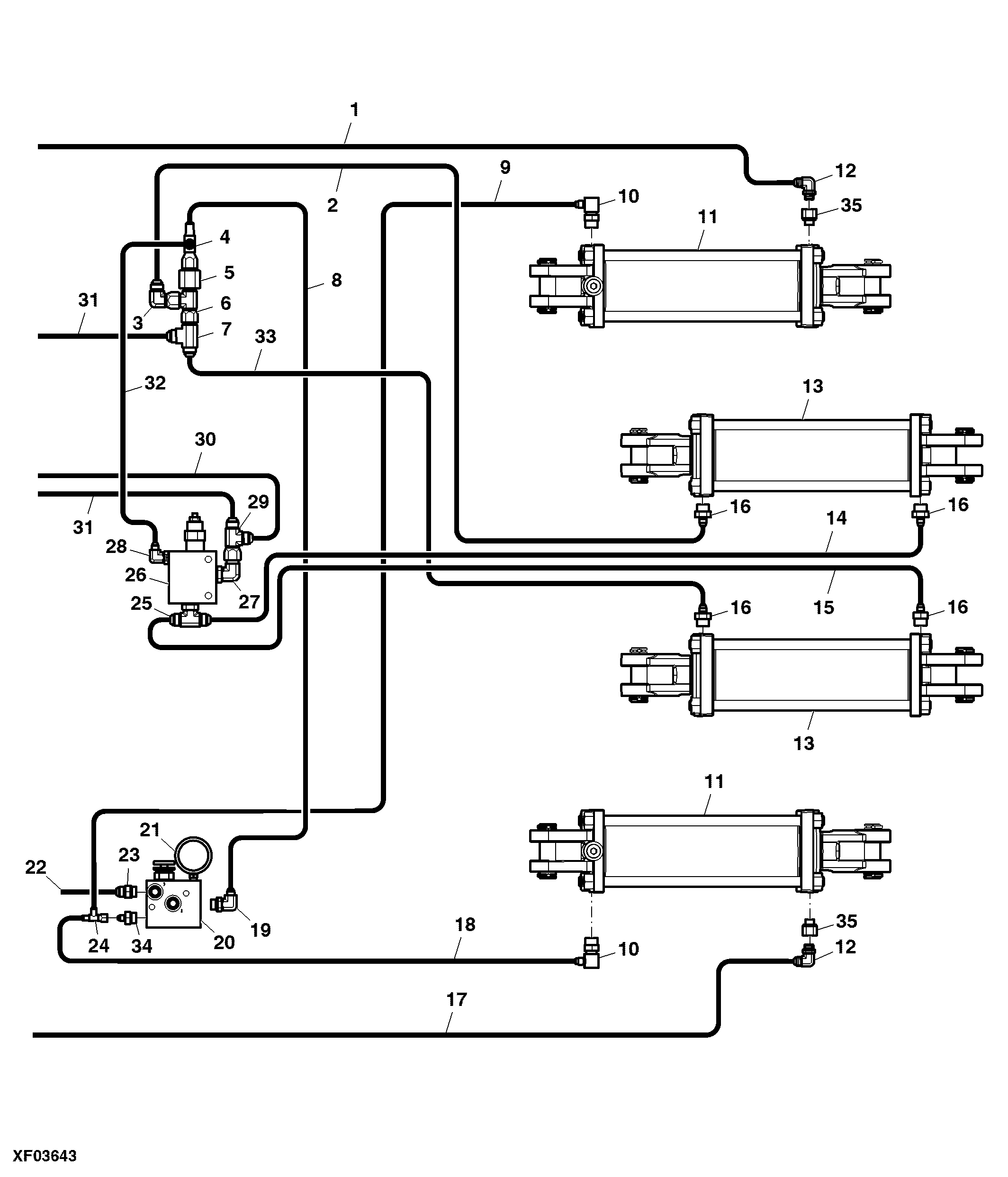 Main Lift and Down Pressure Cylinder, Hoses, Fittings, Side Fold Hydraulics