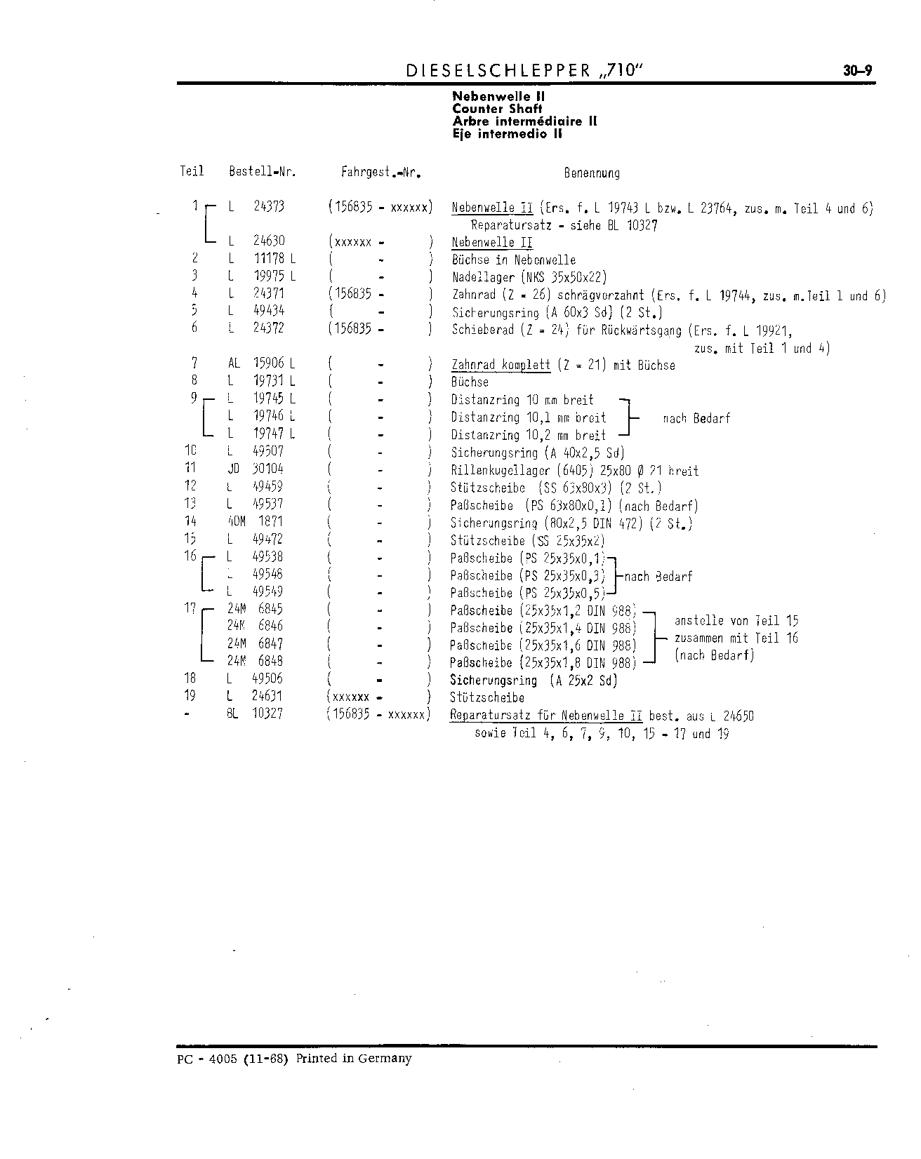 Counter Shaft (Continued)