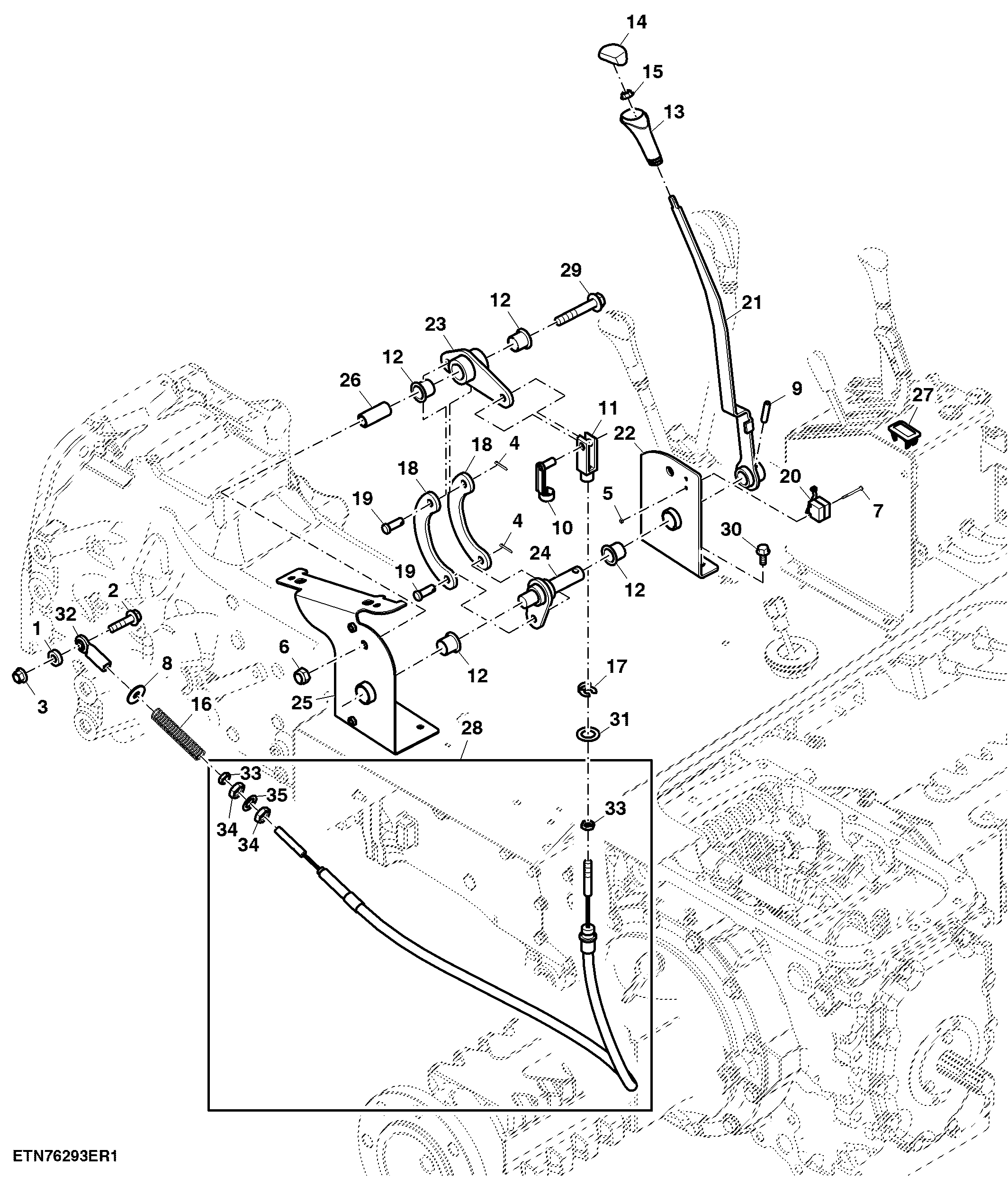 PTO Control Lever And Linkage, SyncShuttle™, Cab