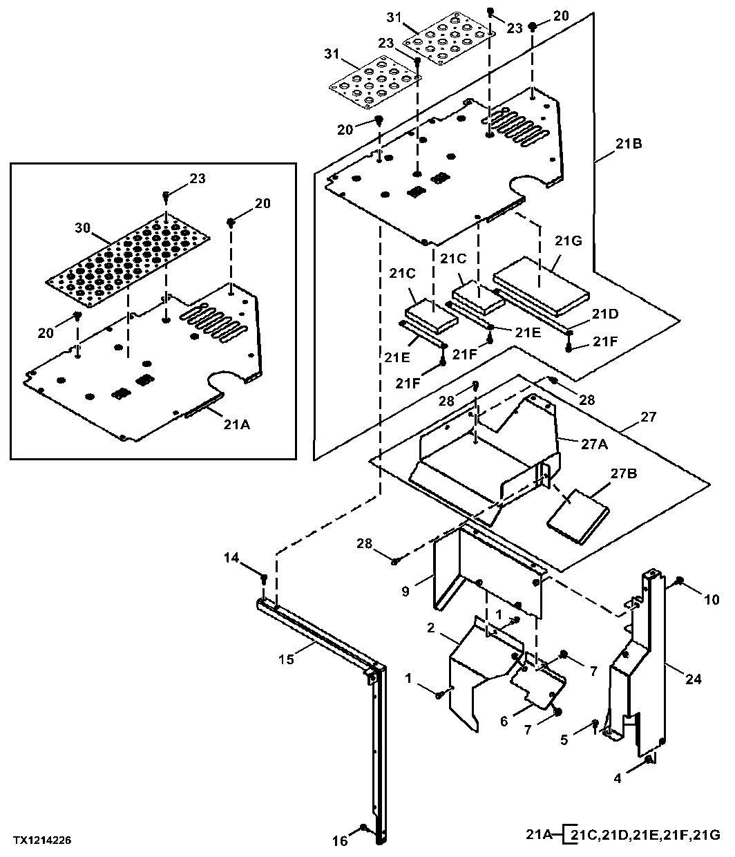 Hydraulic Pump Compartment Top Cover and Supports