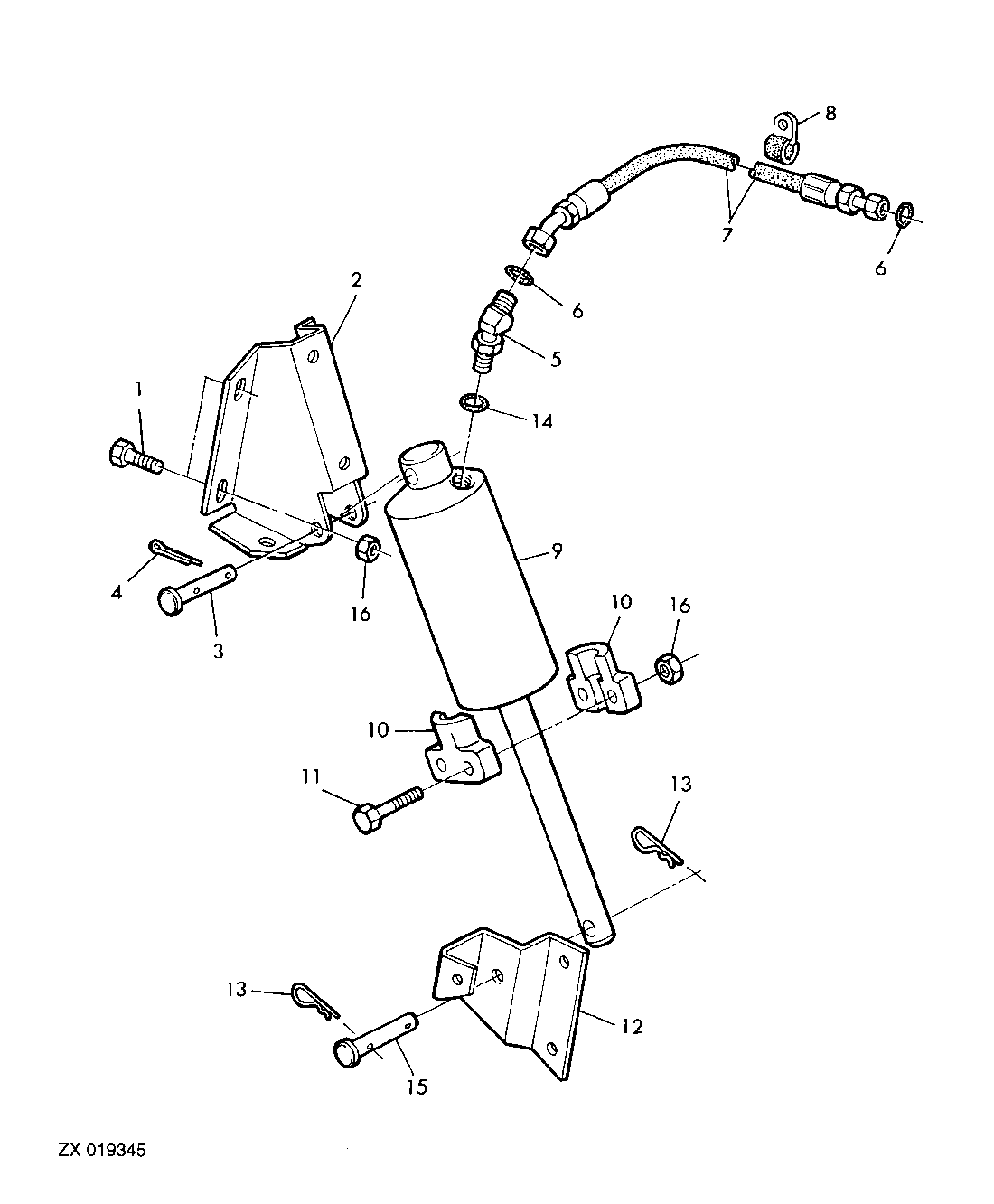 GRAIN TANK UNLOADING DRIVE CYLINDER WITH MOUNTING AND HOSE