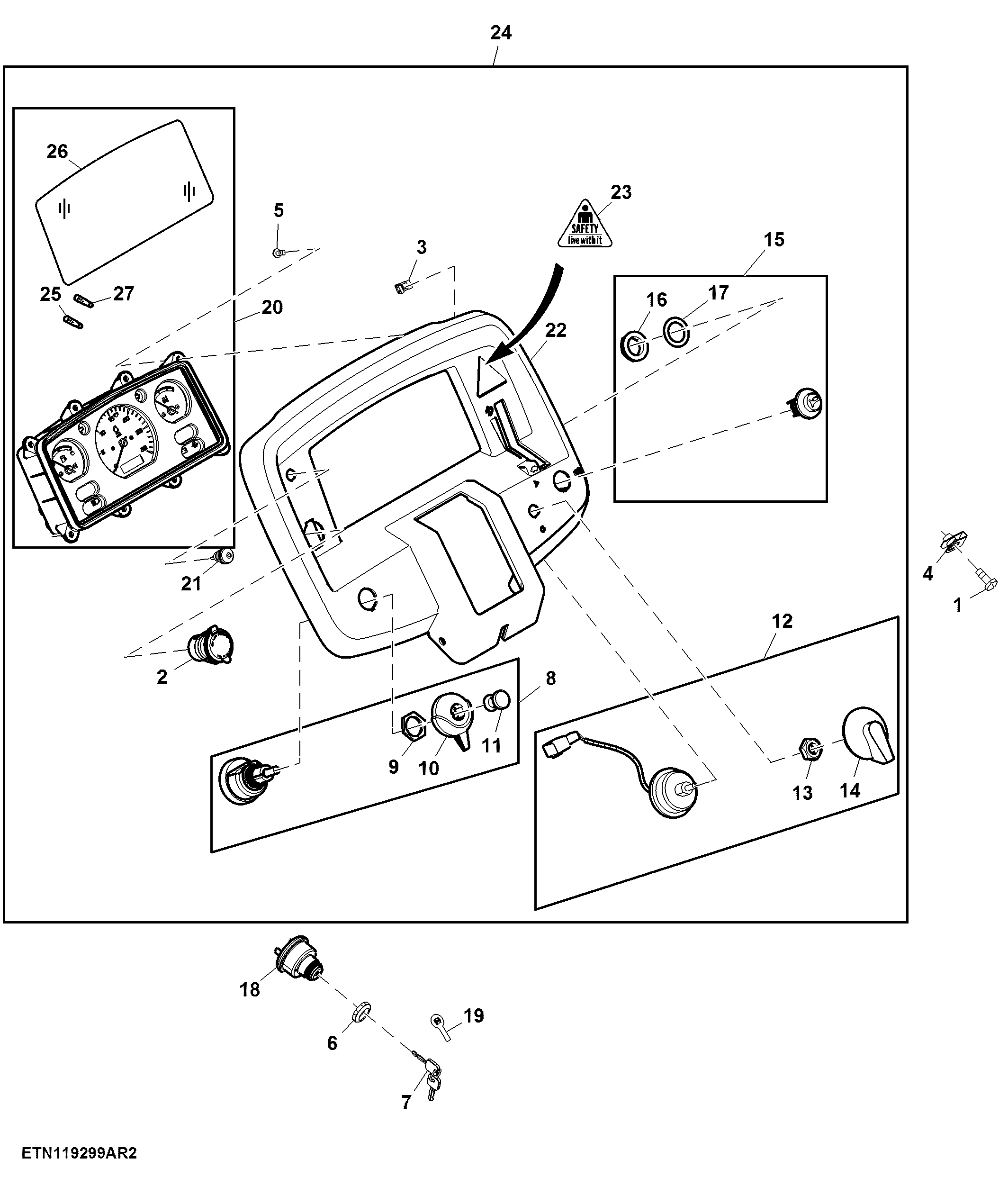 Instrument Panel, 5060 Base, Tiltable Steering