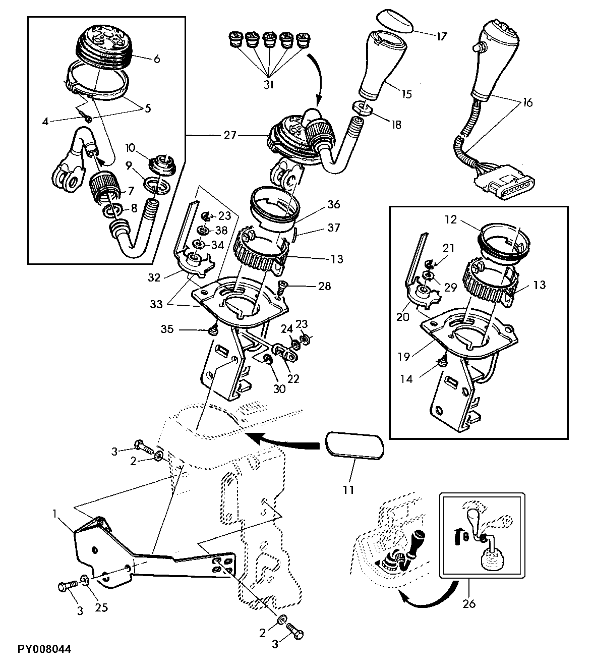 SWING-AWAY MULTI-FUNCTION LEVER FOR MCV (CONSOLE INTEGRATED)