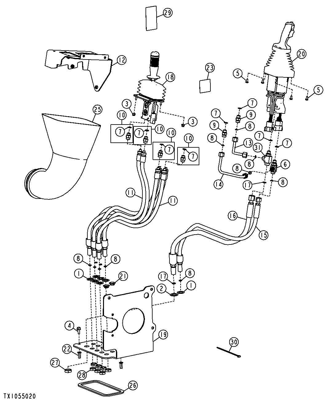 Joystick Pilot Controller With Forward Neutral Reverse (FNR) and Auxiliary Lever