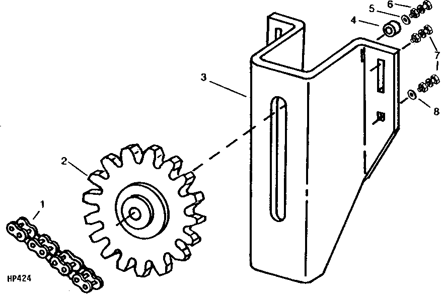 FEEDER CONVEYOR DRIVE CHAIN, IDLER, AND BRACKET (SIDEHILL) (CONVEYOR TYPE)
