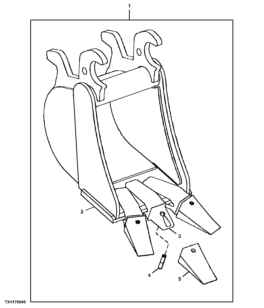 Heavy-Duty Bucket, 40.64 cm (16 in) 0.034 m³ (1.20 ft³)