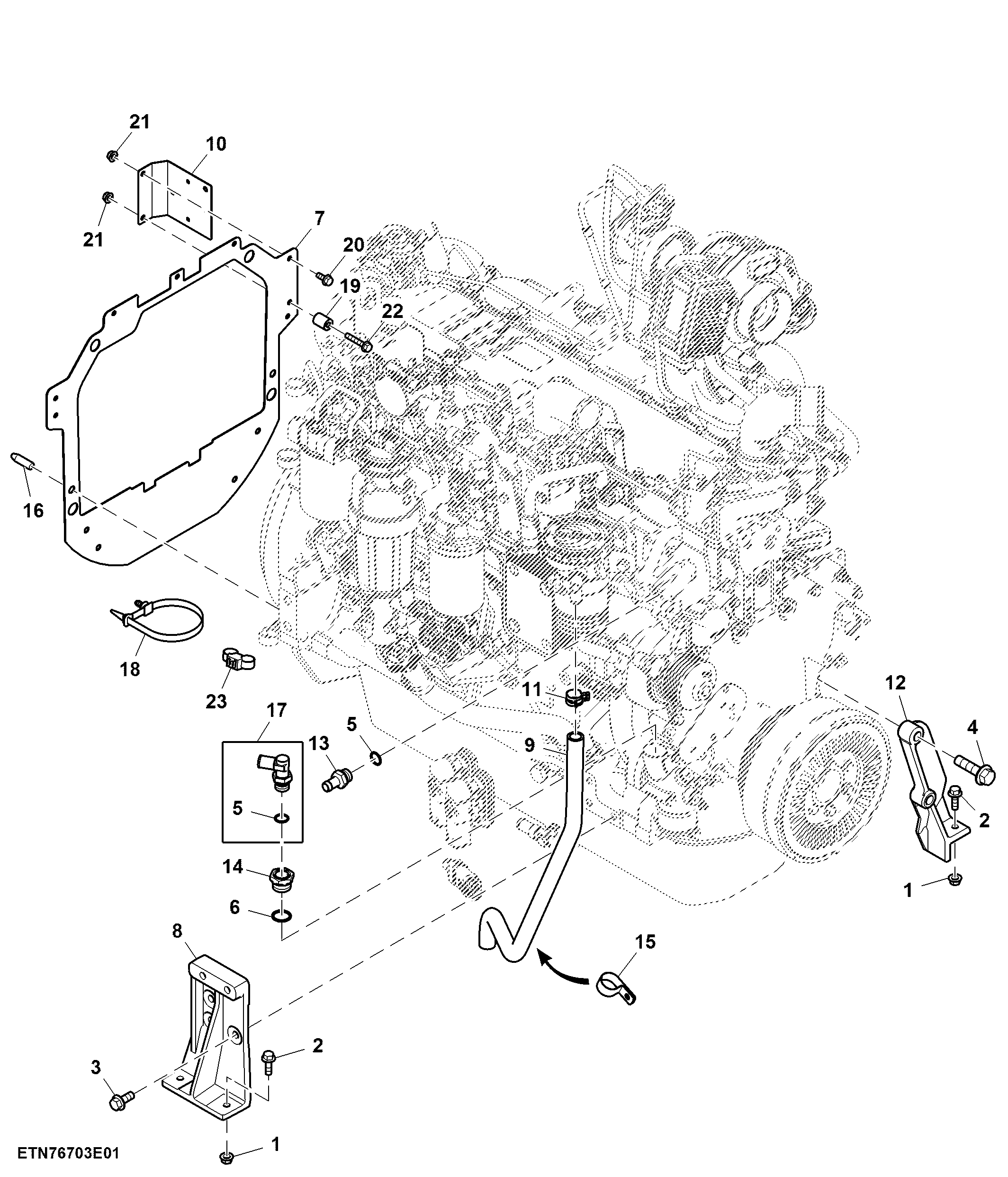 Engine Mounting and Support Brackets, Interim Tier 4