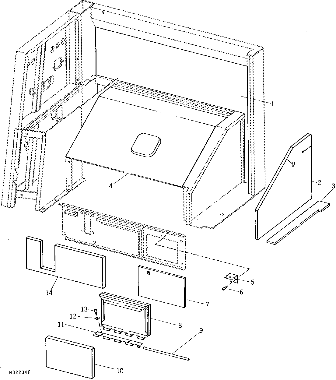TAILINGS ELEVATOR DOOR, SEAT CONSOLE INSULATION, AND LH FLOORMAT