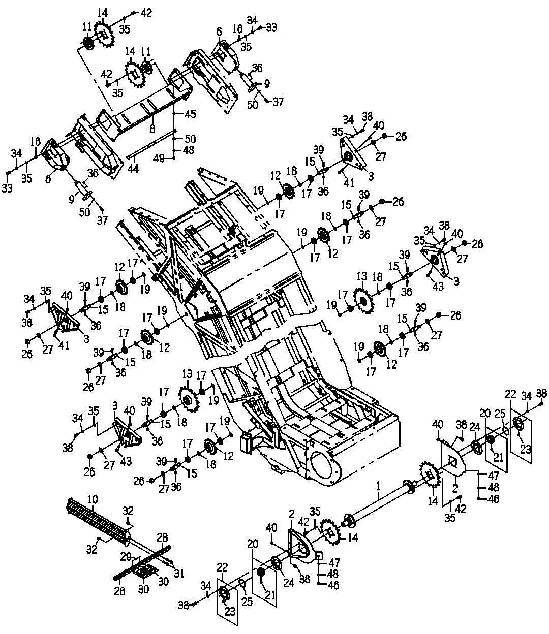 Elevator GP, Drive (Sprockets, Chains And Slats)