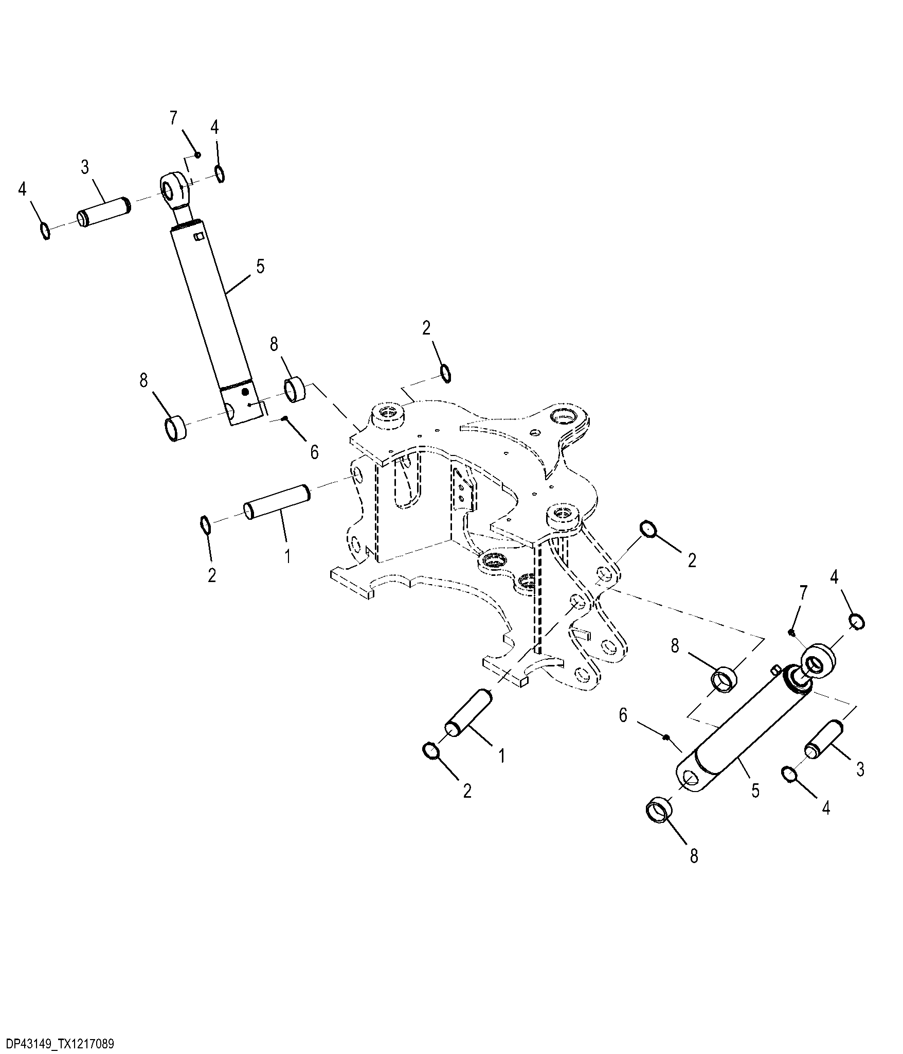 Stabilizer Cylinders and Pins (Stroke 54.20 cm, Closed Length 86.35 cm)
