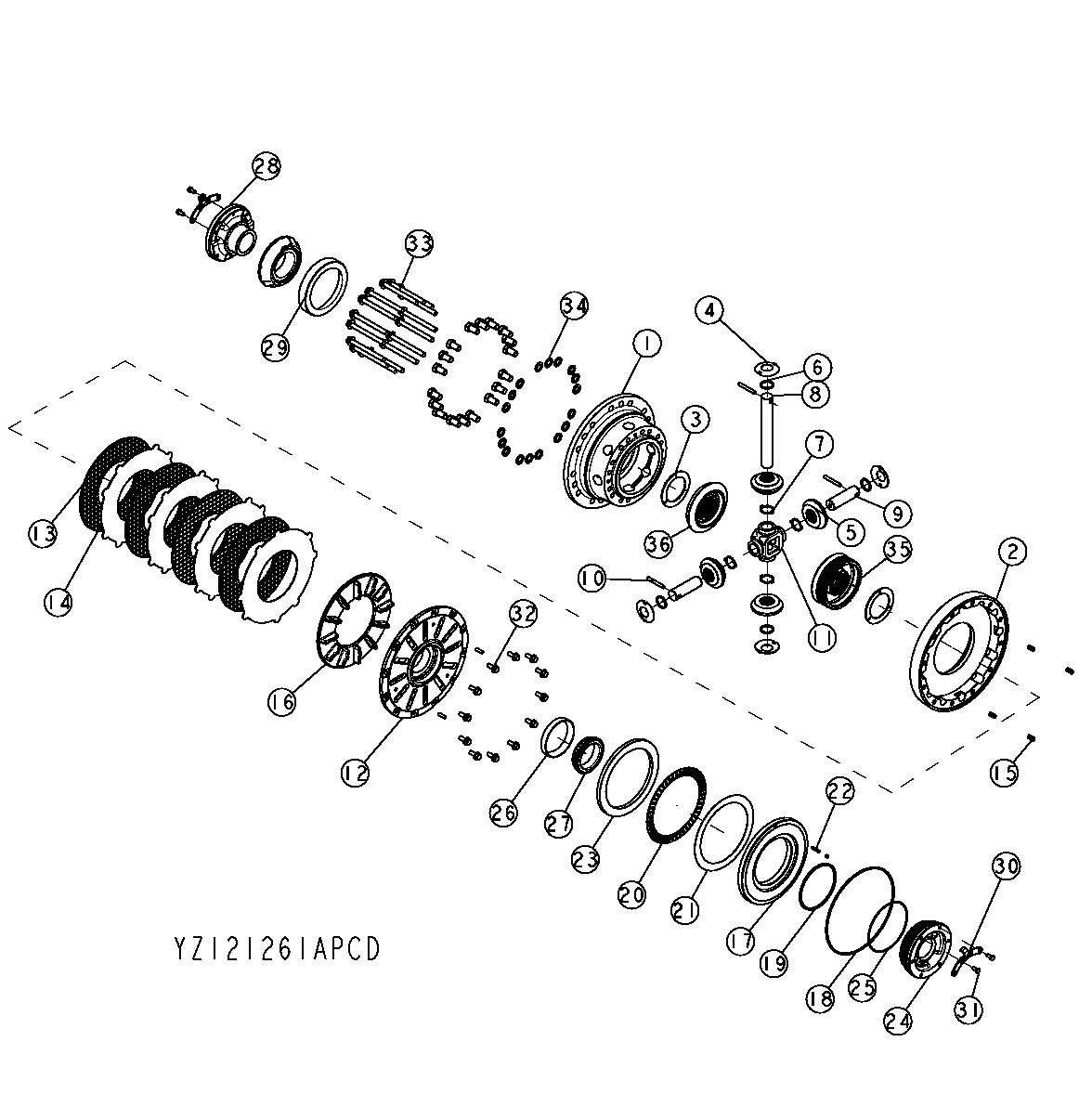 YZ121261 DIFFERENTIAL LOCK(1400)SWEDA(848H);CODE H2- ORDER CODE 1802