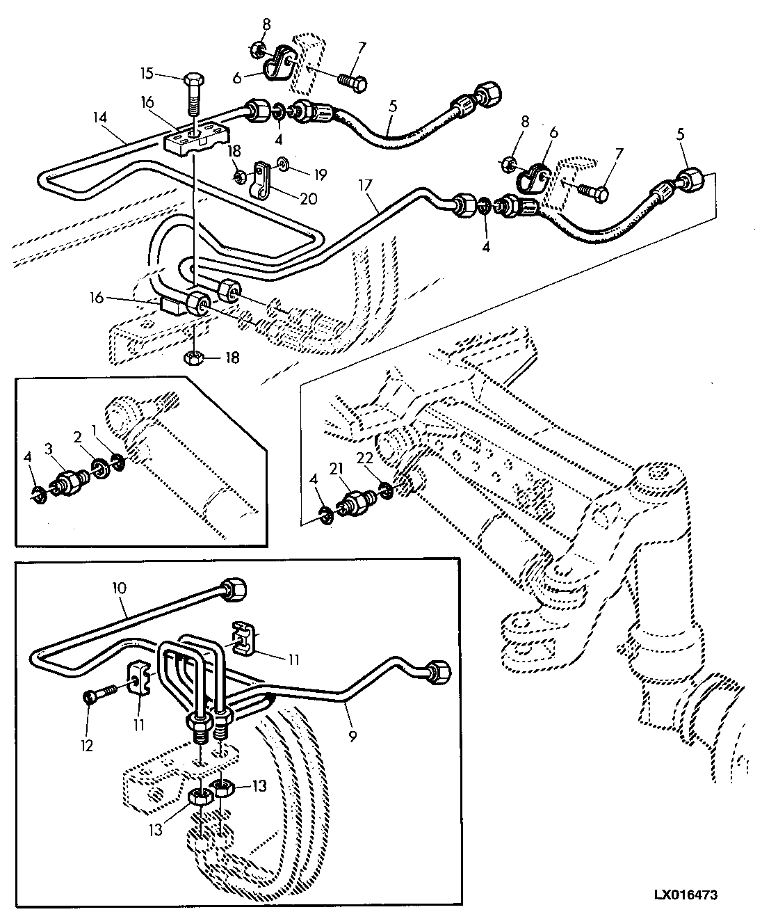 HYDROSTATIC STEERING, OIL LINES (4-POST ROLL GUARD AND CAB)