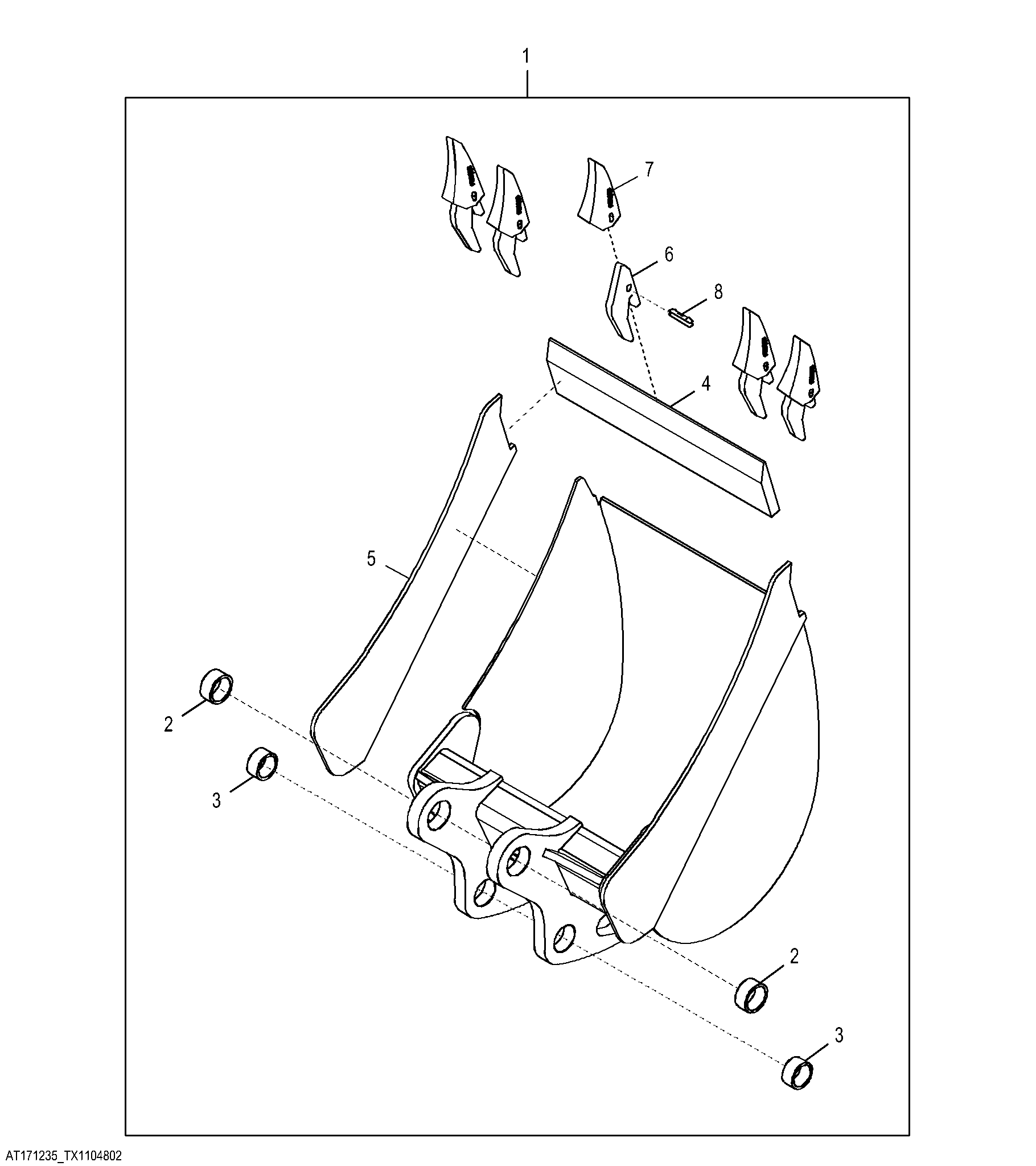 Heavy Duty Bucket with TF Teeth 60.96 cm (24.00 in) 0.212 m³ (7.50 ft³)