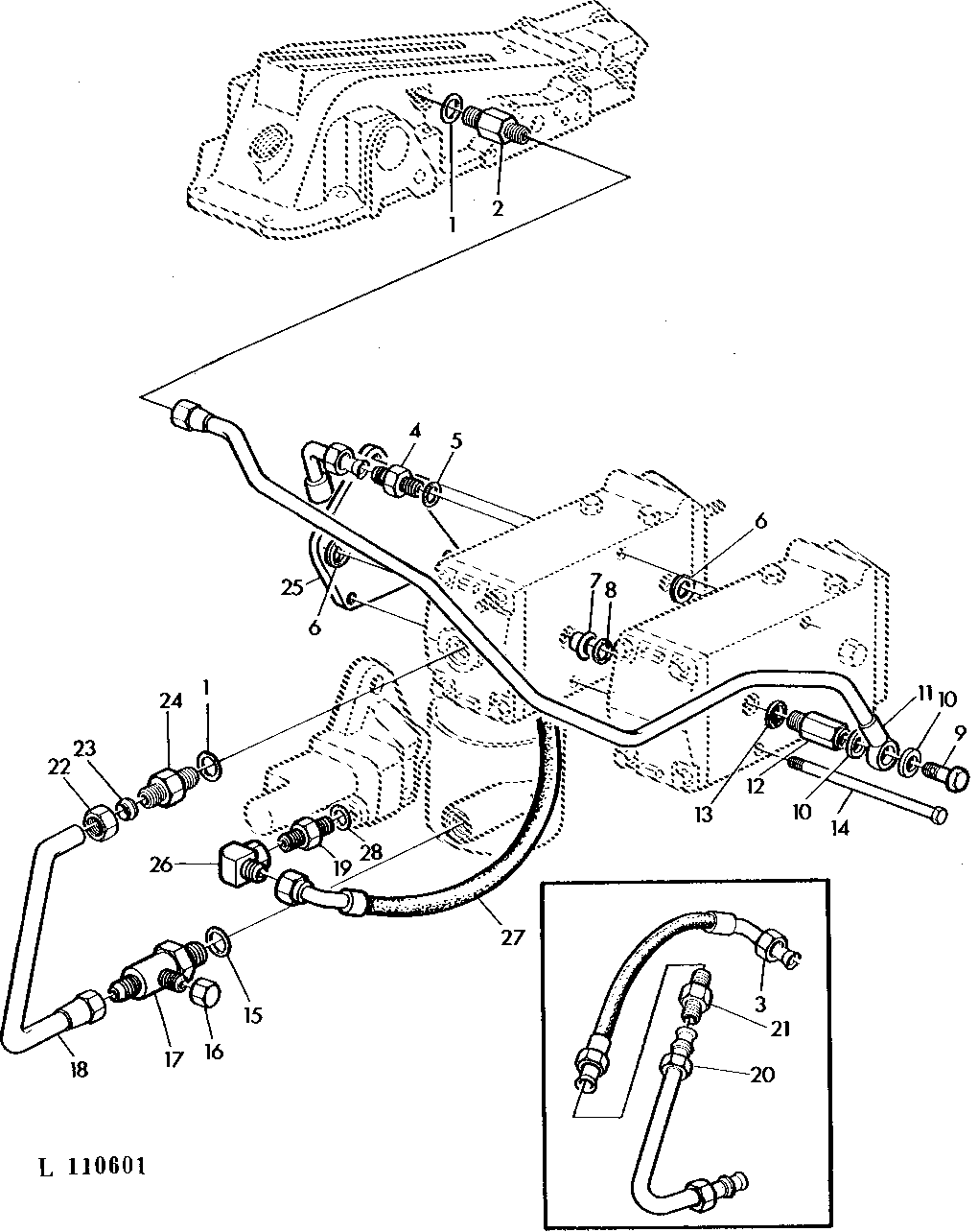 OIL LINES FOR SEL. CONTROL VALVES (POPPET TYPE) SG2 CAB