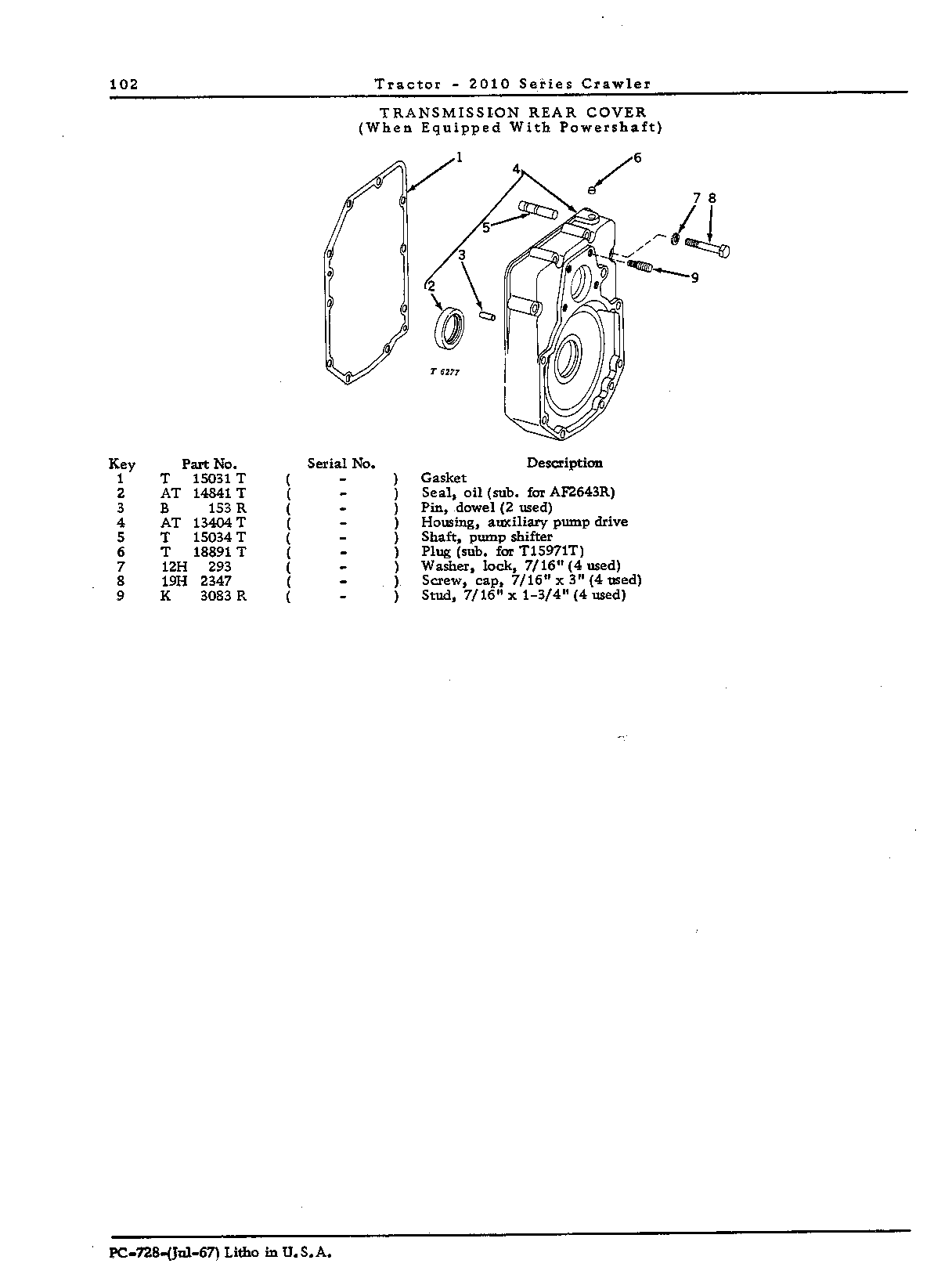 Cover, transmission rear (when equipped with powershaft)